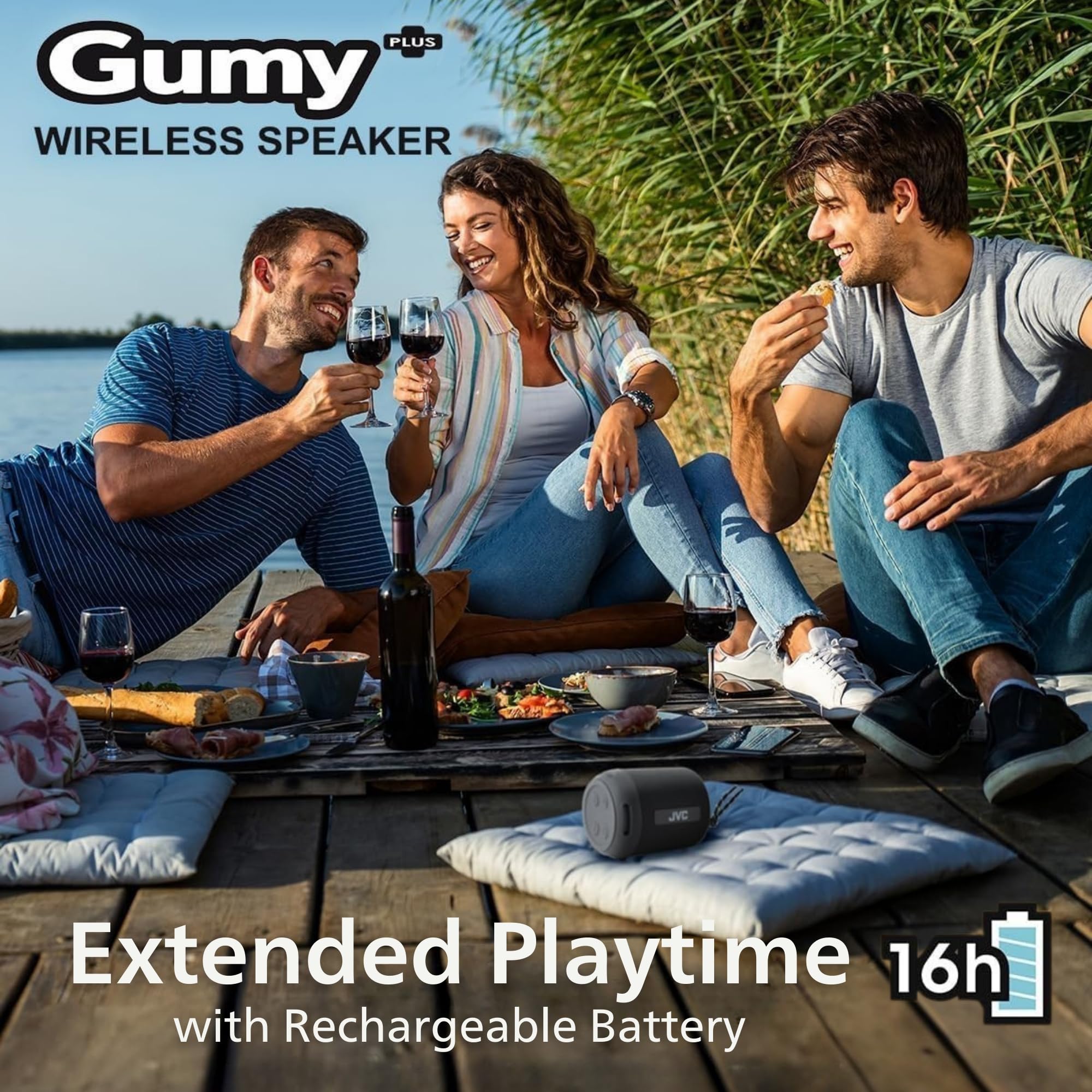 Jvc Gumy Portable Bluetooth 5.3 Speaker - Indoor/Outdoor Wireless - Waterproof For Travel & Home - 16Hr Playtime - Usb-C, Aux In
