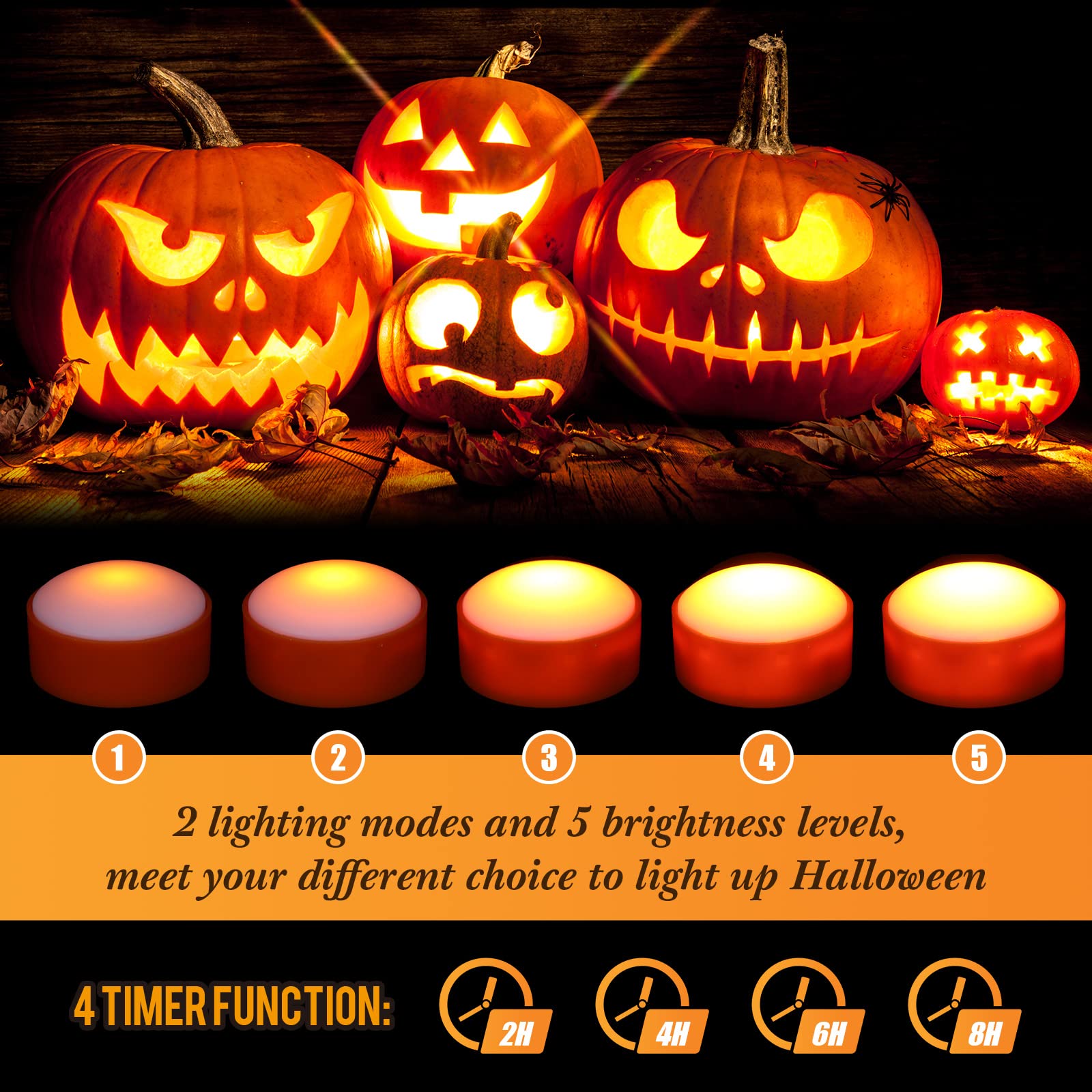 6 Pieces Halloween Pumpkin Lights With Remote And Timer Led Pumpkin Lights Battery Operated Pumpkin Pat Lights Jack O Lantern Li