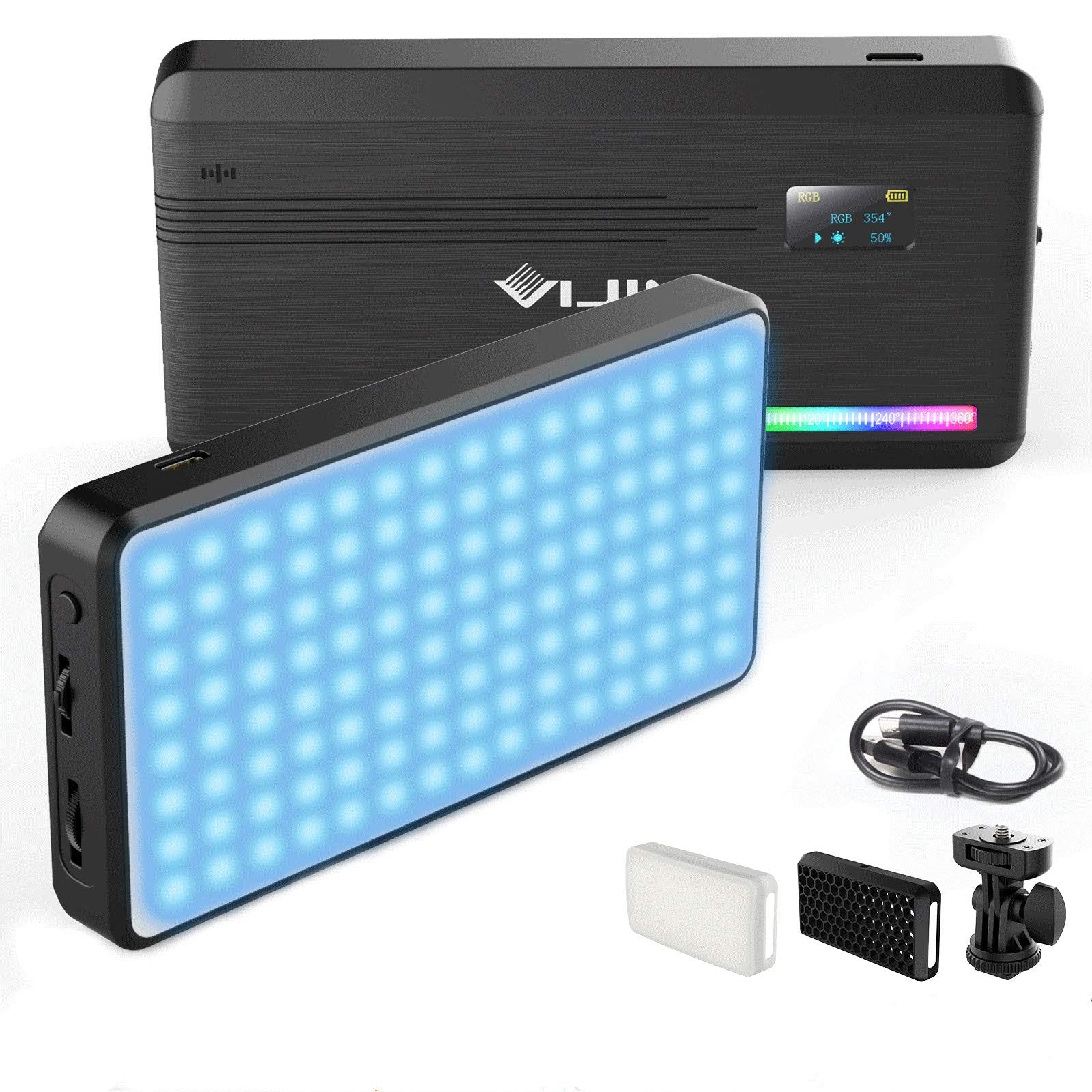 VIJIM VL196 RGB LED Video Light with Adjustable Stand,Dimmable 2500K-9000K Full Color 20 Lighting Effect Modes Camera LED Lights