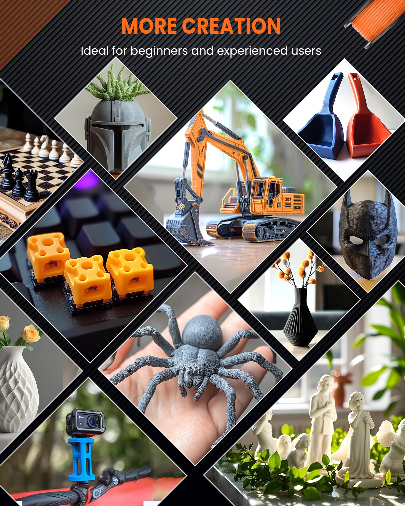 Tecbears Pla 3D Printer Filament, Pla Filament 1.75Mm, Neatly Wound 3D Printing Filament, Dimensional Accuracy +/- 0.02 Mm, 1Kg