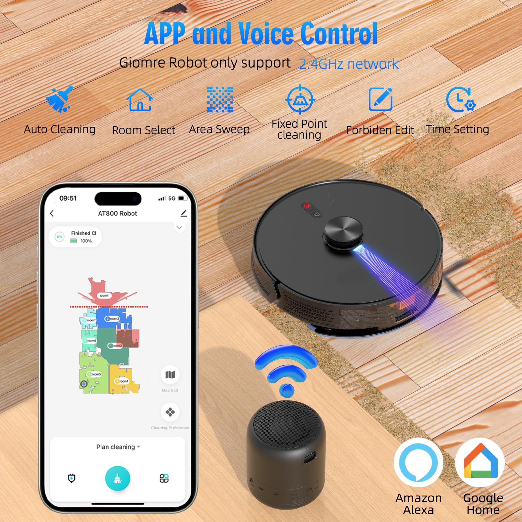 Giomre 3 In 1 Robot Vacuum And Mop Combo, Self Emptying Station For 60 Days, Robotic Vacuum Cleaner With Lidar Navigation & Max