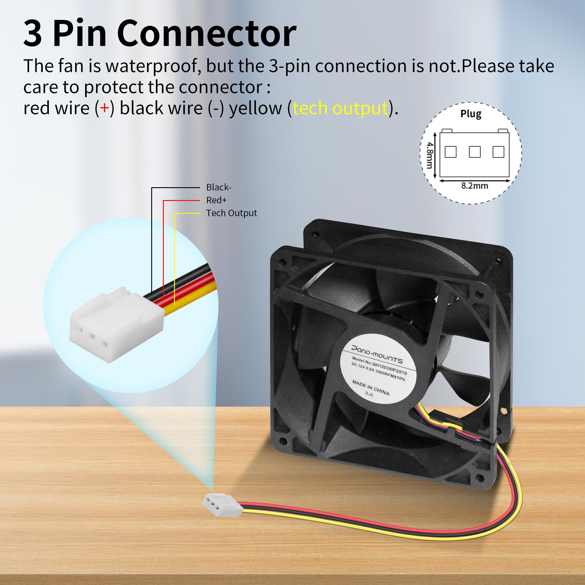 120Mm 12V Ip67 Waterproof Fan High Speed 12V Dc 120Mm 12038 3Pin Ventilation Cooling Fan 3500Rpm