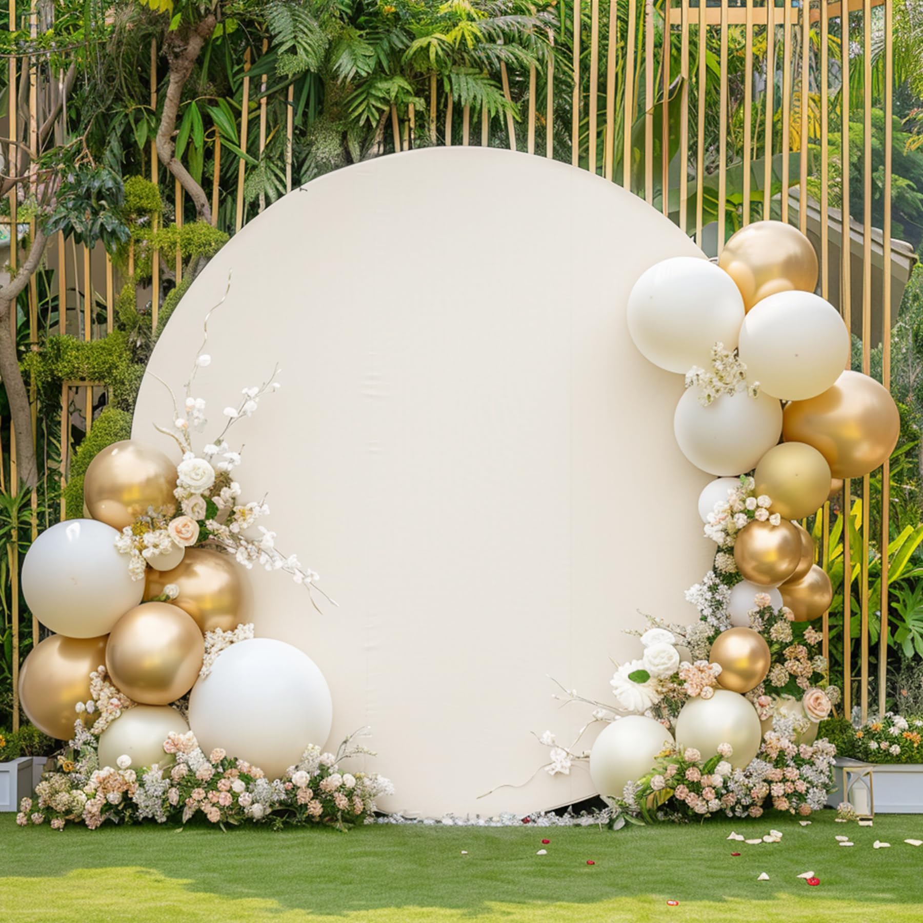 6.5Ft Beige Round Backdrop Cover For 6.5Ft / 6.6Ft Circle Stand, Wrinkle Free Stretchy Circle Arch Round Backdrop Cover For Part