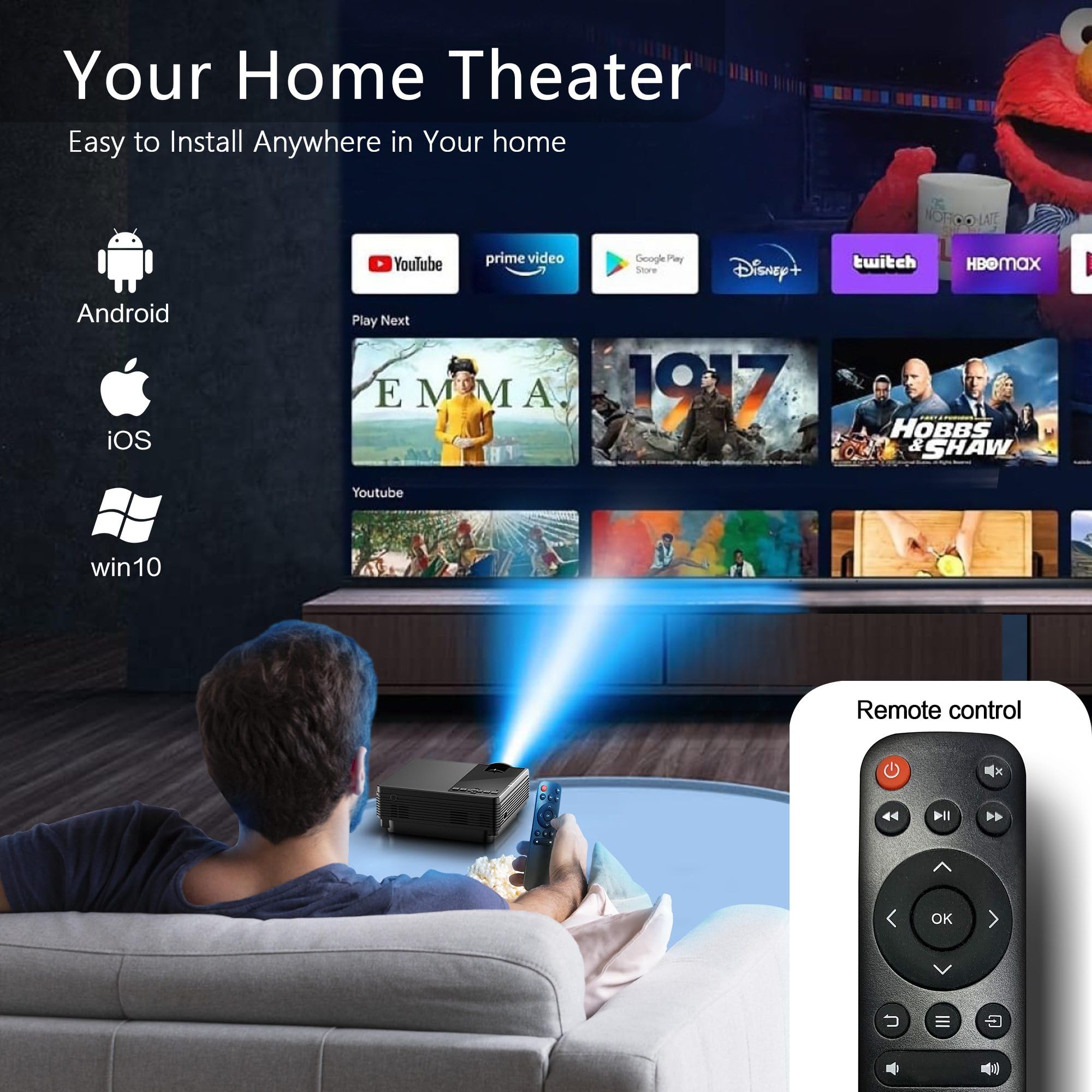 Mini Projector ,5G Wifi Bluetooth Projector,Staratlas 12000L 4K Supported Video Projector, Outdoor Projector With Screen, Home T