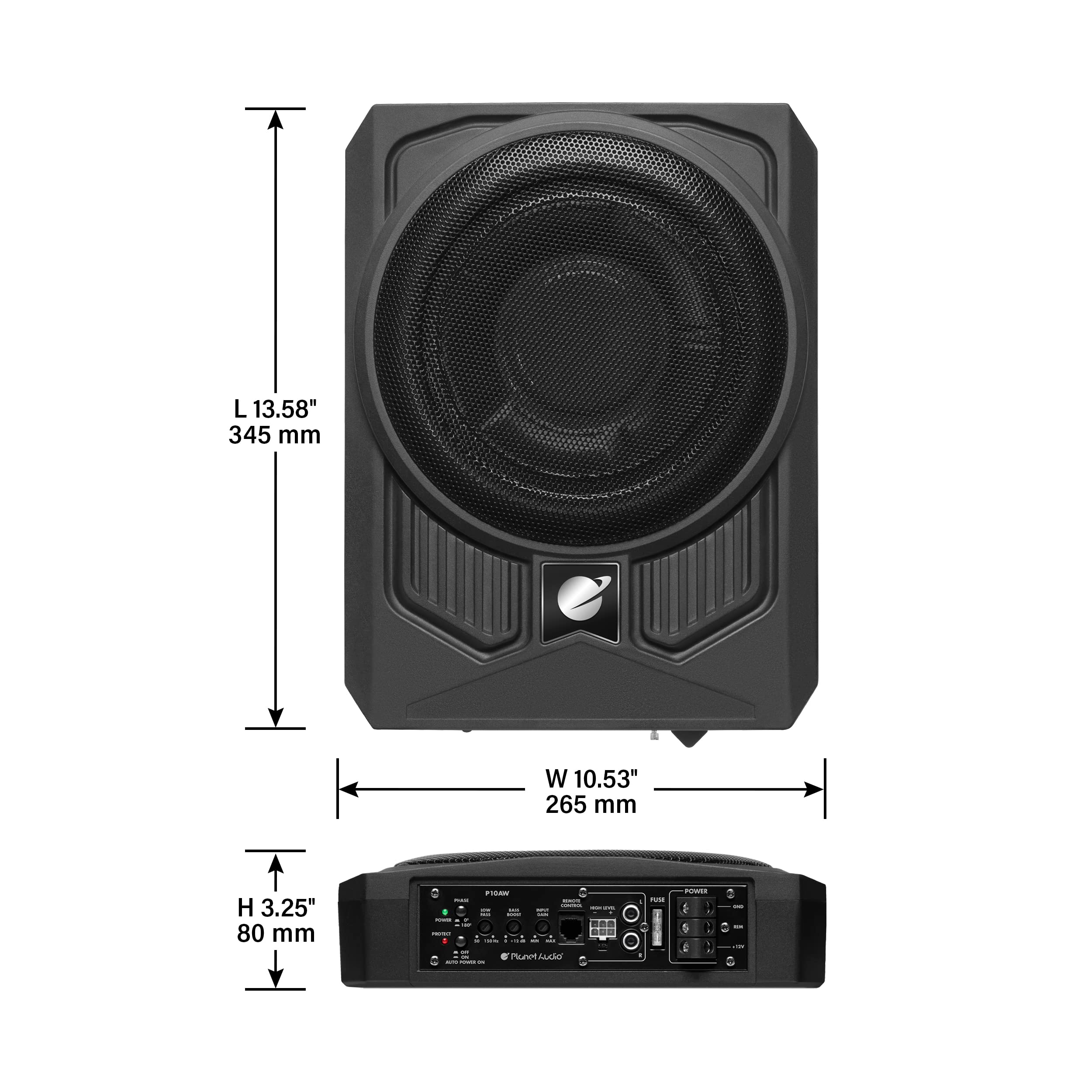 Planet Audio P10Aw Amplified Car Subwoofer - 1000 Watts, Low Profile, 10 Inch Subwoofer, Remote Subwoofer Control, Great For Veh