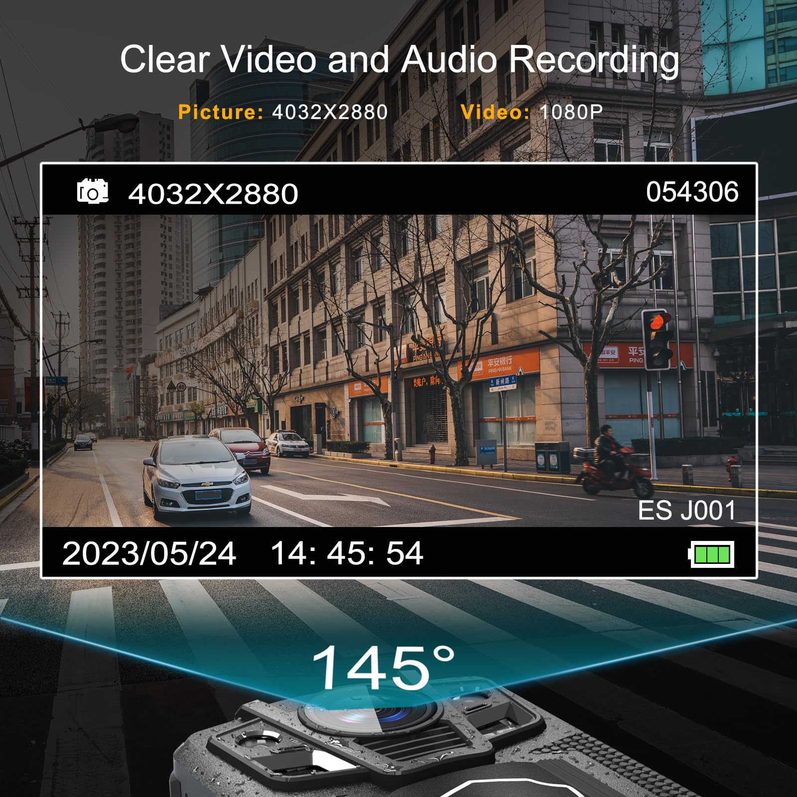 Oncheer 1080P Patrol Sport Body Camera, Video Recorder Cams With 64G Sd Card, Shoulder & Waist Clip, Infrared Night Vision Bodyc