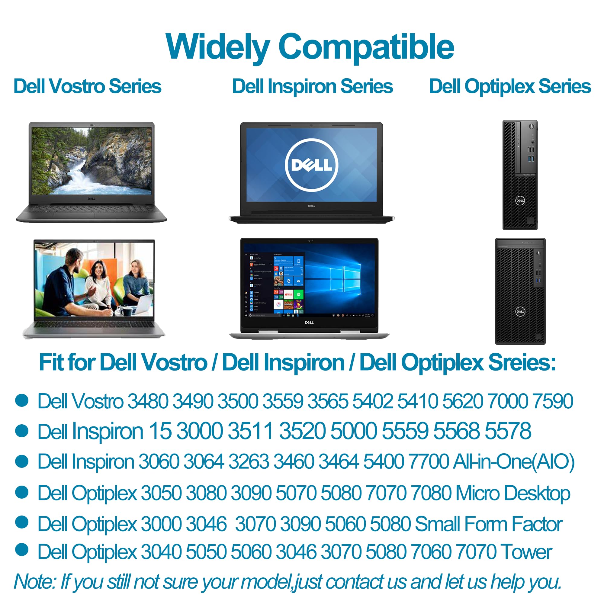 Kiteurad 90W Ac Adapter For Dell Optiplex Micro 9020 3020 3040 3050 3070 7010 7040 7050 Ac Adapter For Dell Vostro 3500 3510 For