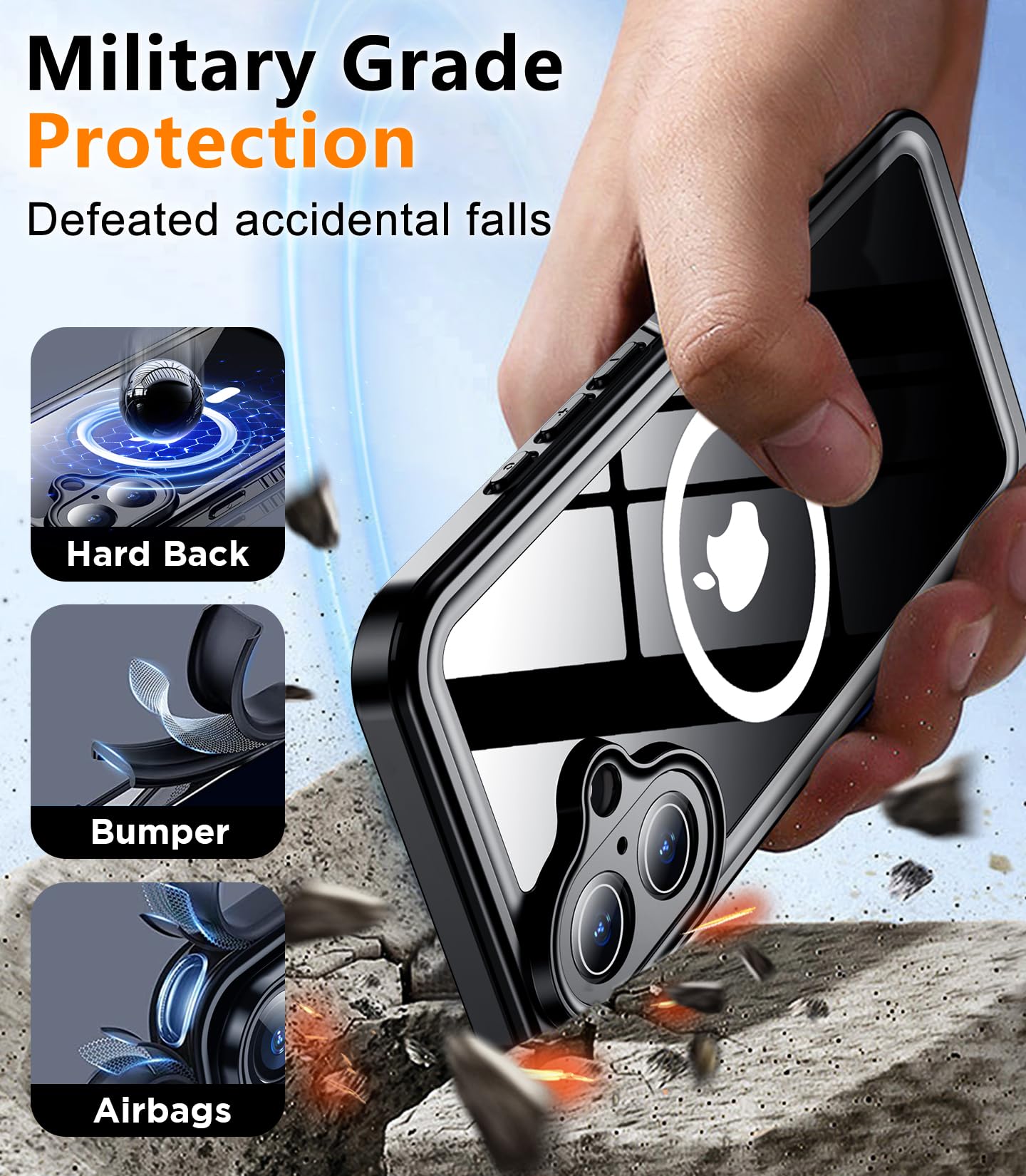 Temdan Magnetic For Iphone 16 Case Waterproof,Built In Screen Protector[Ip68 Underwater][Upgrade Military Dropproof][Compatible