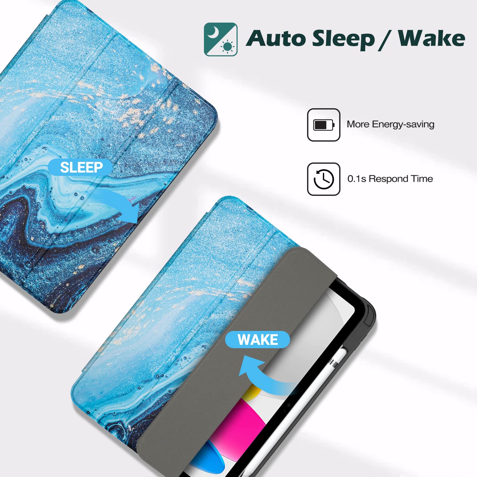 Procase For Ipad (A16) 11Th Generation 11 Inch 2025/10Th Generation 10.9 Inch 2022 Case With Pencil Holder, Hybrid Ipad 11 10 Case With Clear Back, Supports Auto Wake/Sleep  Sanda