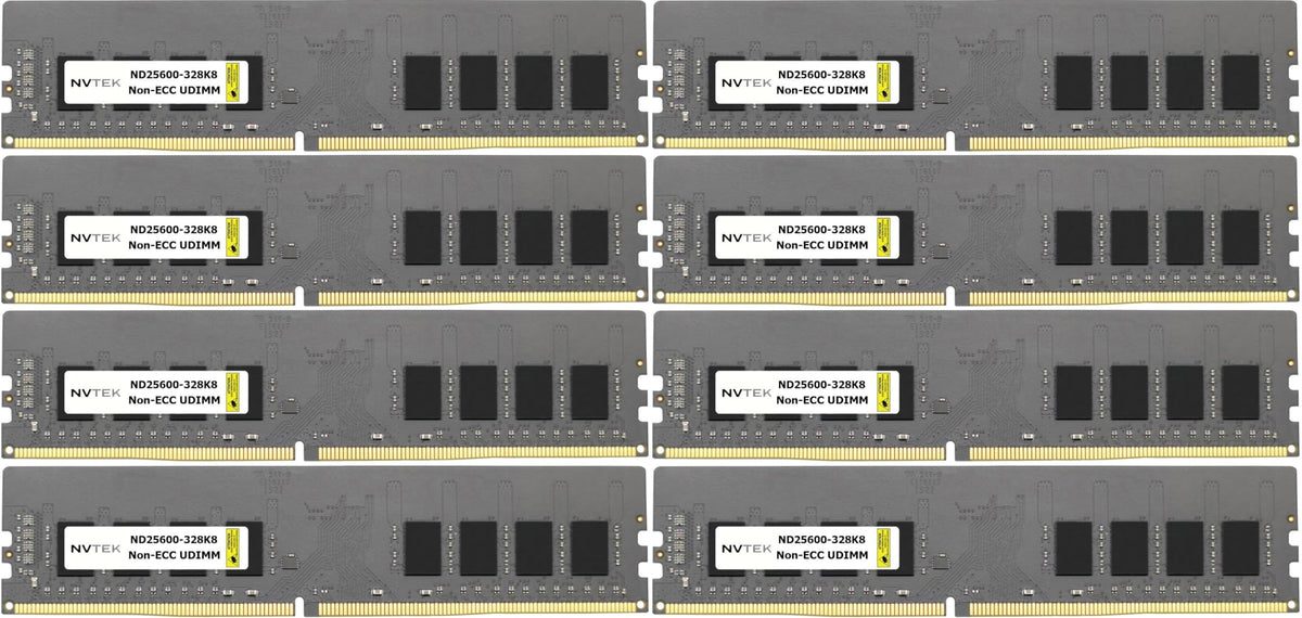 Nvtek 256Gb (8X32Gb) Ddr4 3200Mhz Pc4 25600 2Rx8 1.2V 288 Pin Non Ecc Unbuffered Udimm Desktop Pc Computer Memory Kit