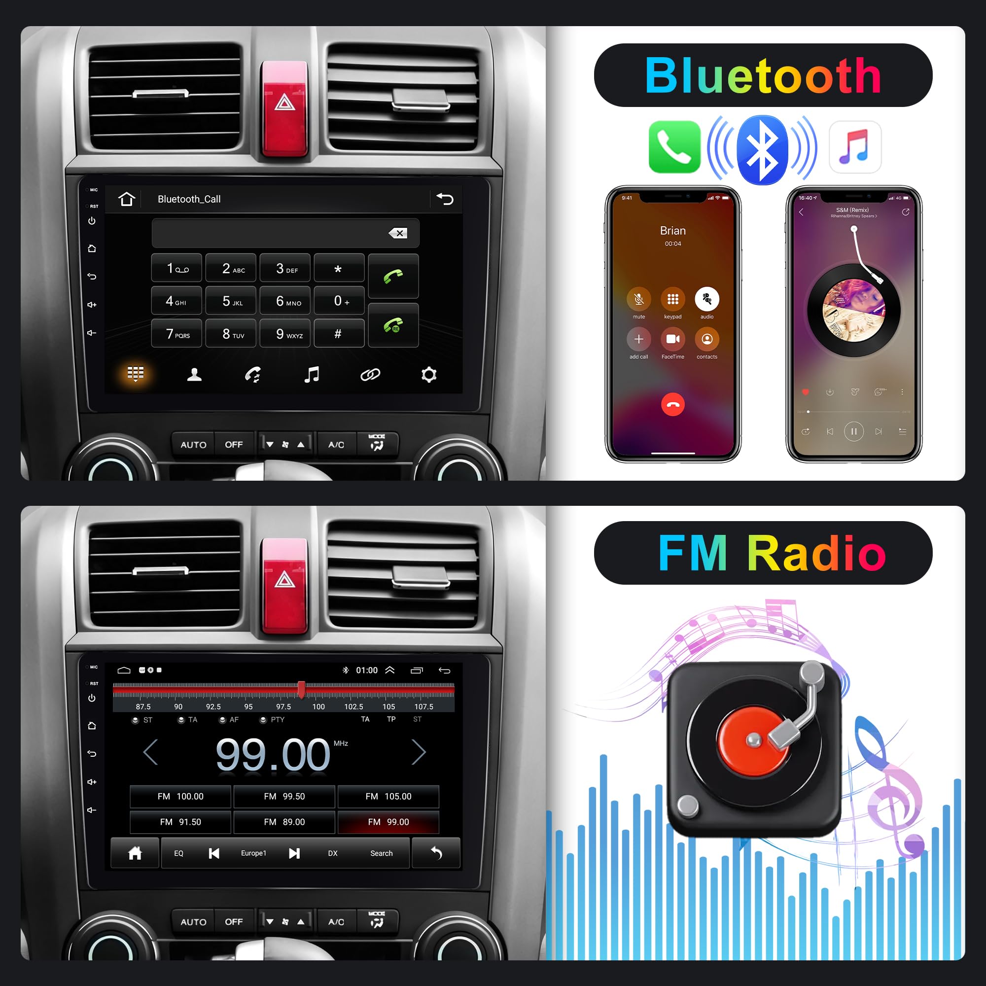 Single Din Android Car Stereo Touchscreen Double Din With Gps Navigation, Rimoody 10.1 Inch Car Radio With Bluetooth Wifi Fm Mir