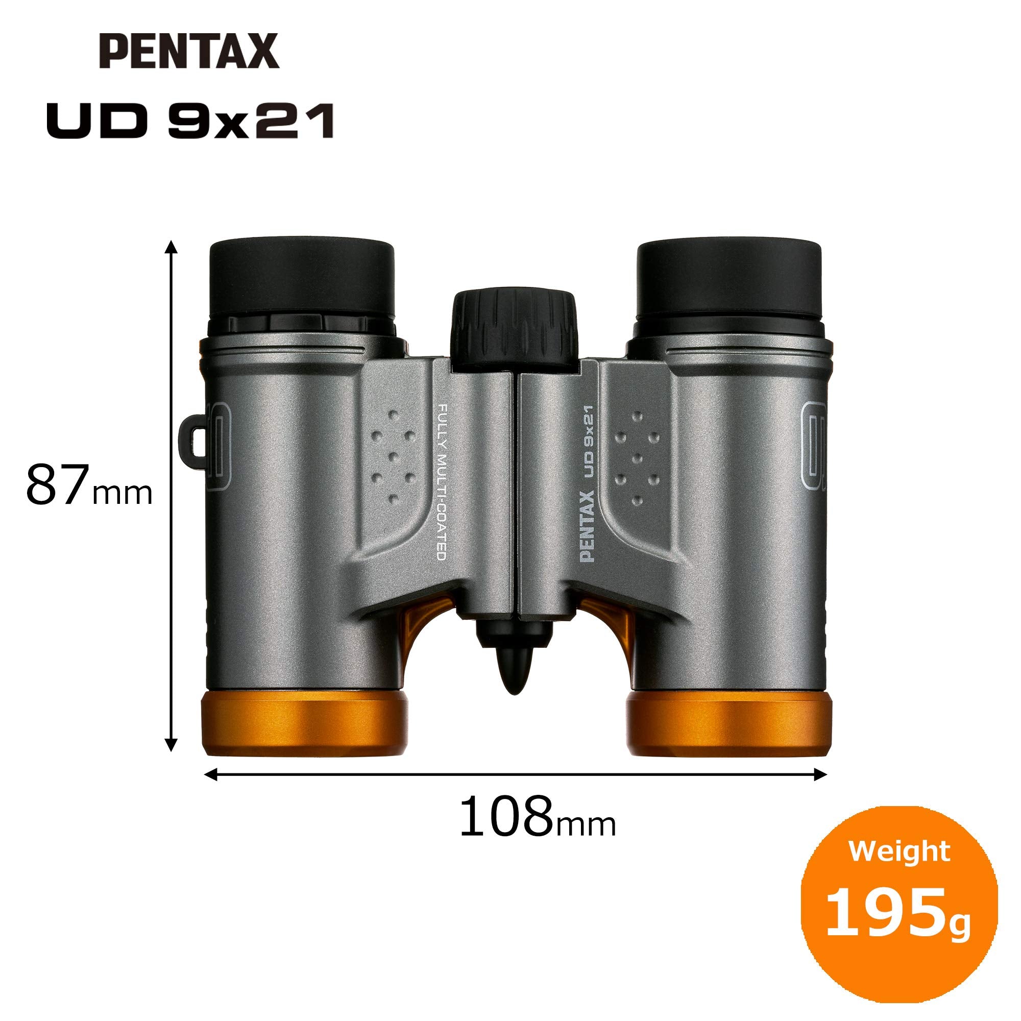 Pentax Binoculars Ud 9X21   Gray And Orange. A Bright And Clear Field Of View, Lightweight Body With Roof Prism, Fully Multi Coa