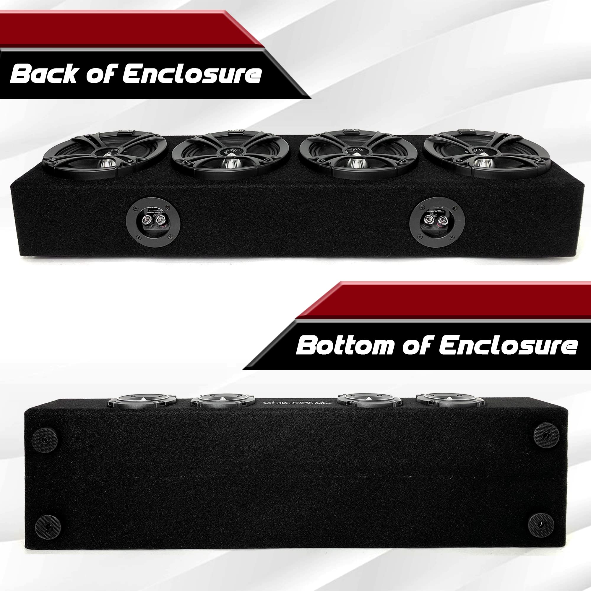 Menace Audio Car Audio Midrange Enclosure 4 X 6.5 2000Watts Voicebox (Ma Vb6525 4S) Silver
