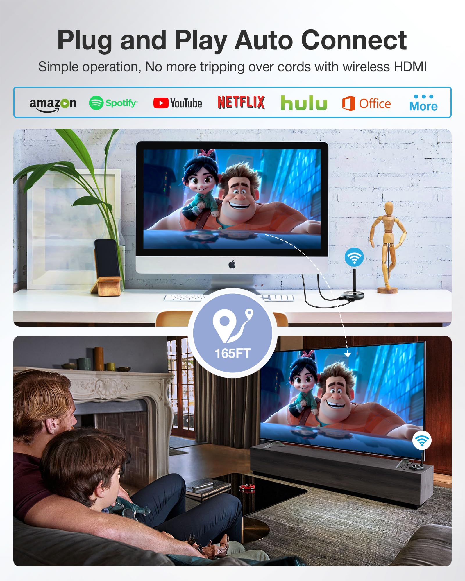 Wireless Hdmi Transmitter And Receiver, Wirelessly Simultaneous Expansion Of Multiple Televisions,5G 1080P@ 60Hz Hdmi Extender,P