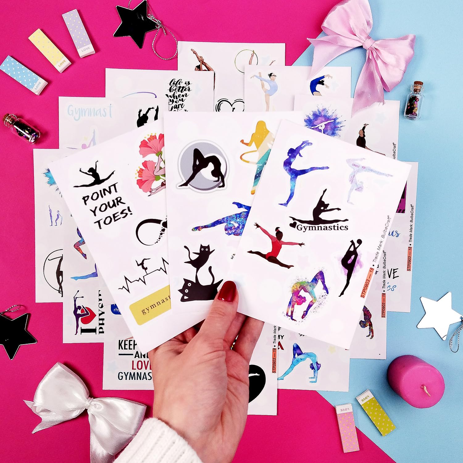 100Pcs Gymnastics Stickers, Water Bottles   Gymnastics Party Favors, Gymnastics Birthday Party Decorations, Gymnastics Gifts, Gy