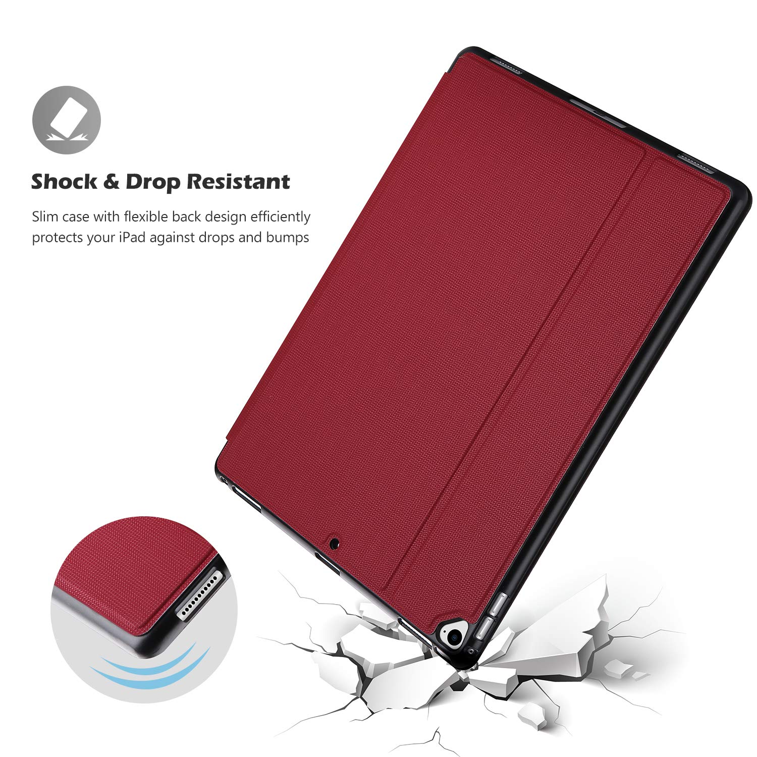 Procase Cover For Ipad Pro 12.9 2017/2015 (Old Model, 2Nd & 1St Gen), Slim Stand Protective Folio Case Smart Cover For Ipad Pro 12.9 Inch 2Nd Gen 2017 / Ipad Pro 12.9 Inch 1St Gen 2015  Red