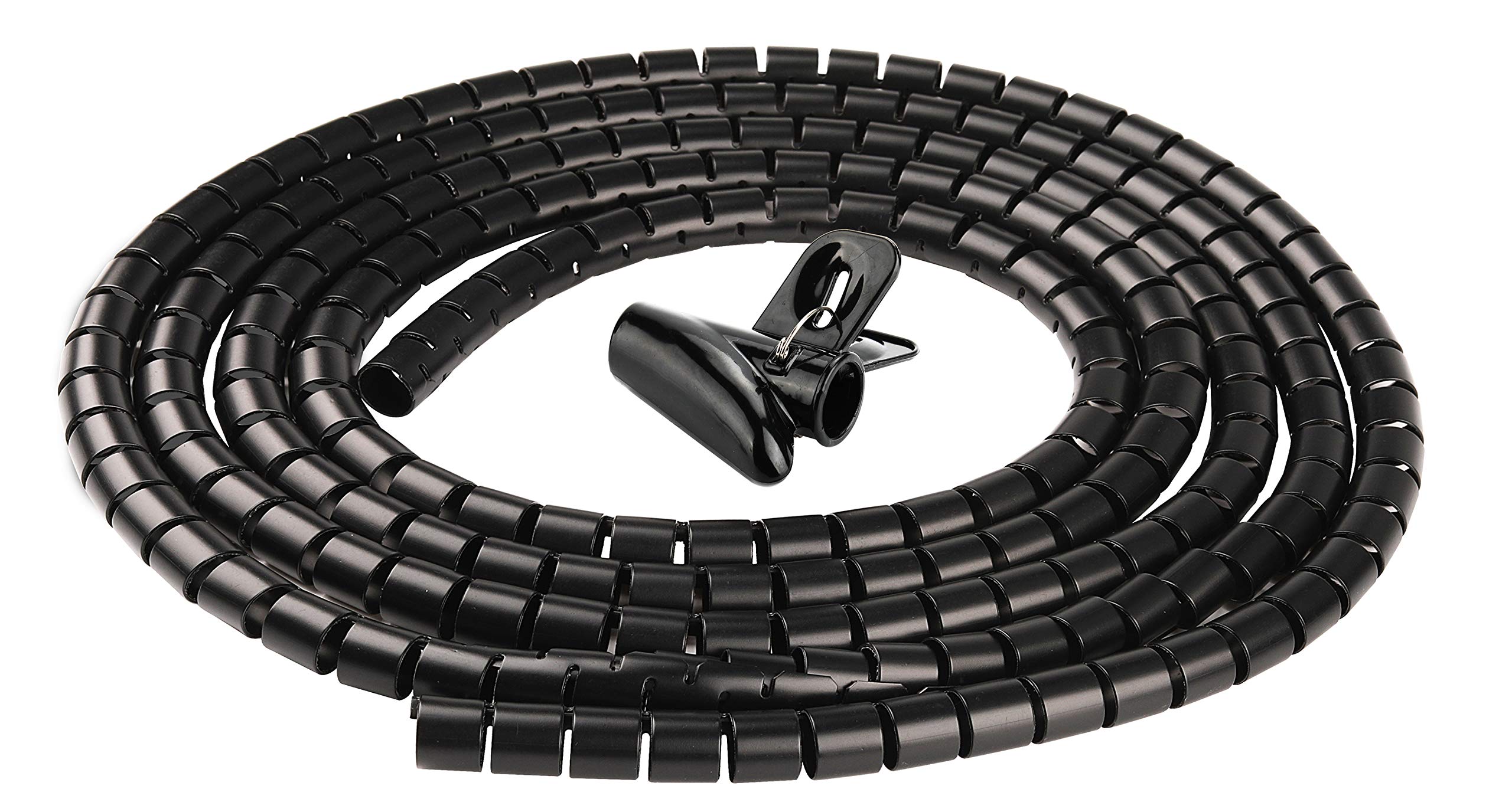 Chengsi Cable Sleeve Organizer 118Inch Coiled Tube Sleeve Cable Management Sleeve For Home Office Pc Tv Black