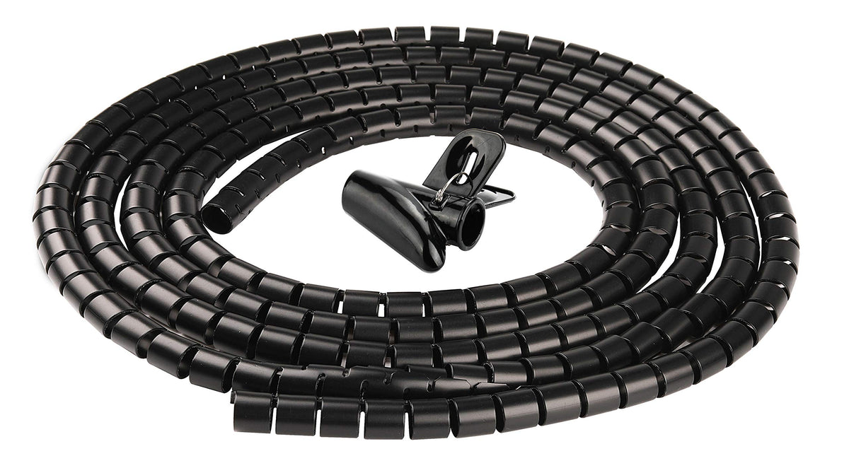 Chengsi Cable Sleeve Organizer 118Inch Coiled Tube Sleeve Cable Management Sleeve For Home Office Pc Tv Black