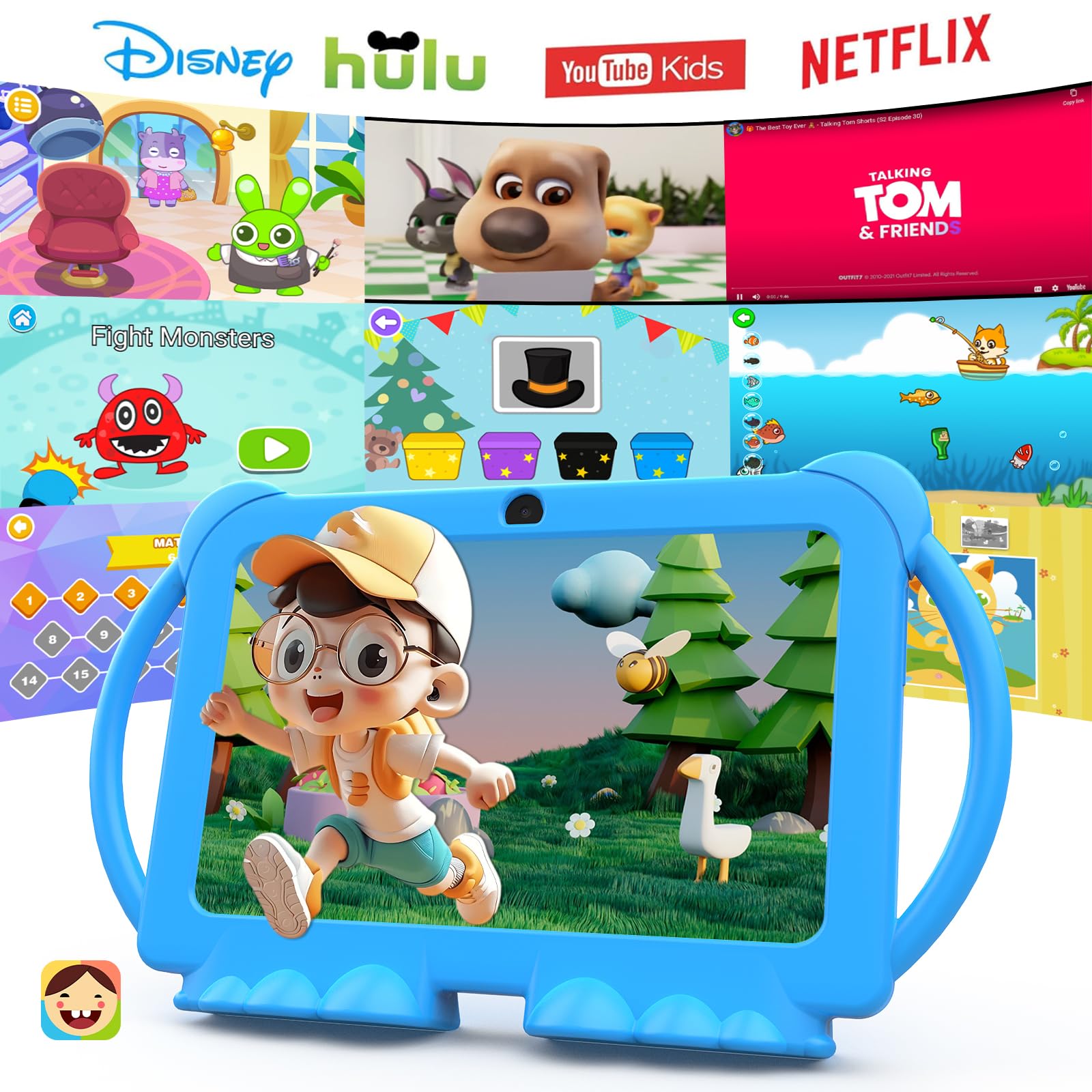 Peicheng Kids Tablet 7 Inch Android 12.0 For Toddler, 4Gb Ram 32Gb Rom Bluetooth Ips Screen Parental Control Dual Camera Shockpr