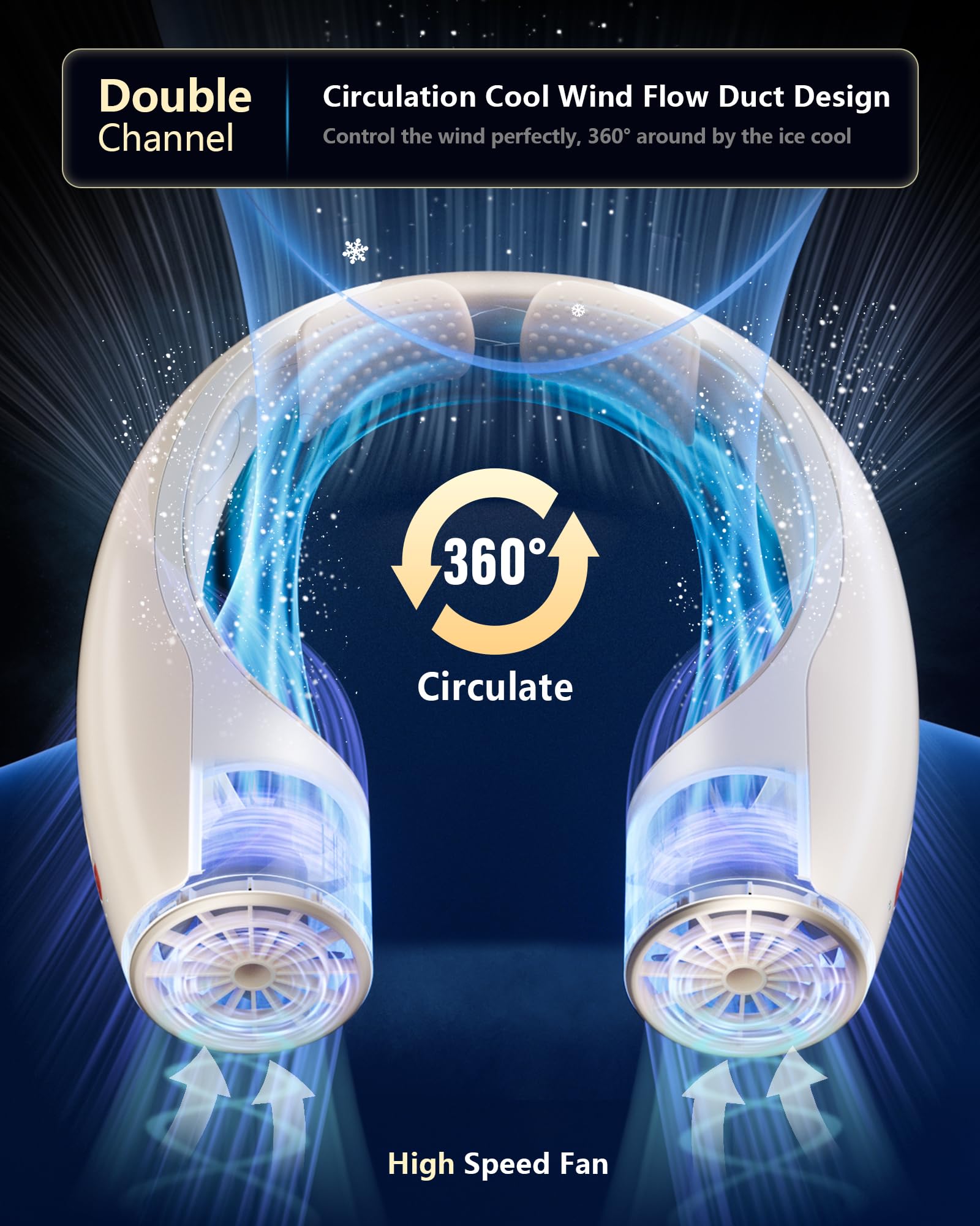 Rohent Personal Neck Fan Portable: Faster Cooling Fans That Blow Cold Air Ultra Quiet   High Velocity Usb Rechargeable Cordless