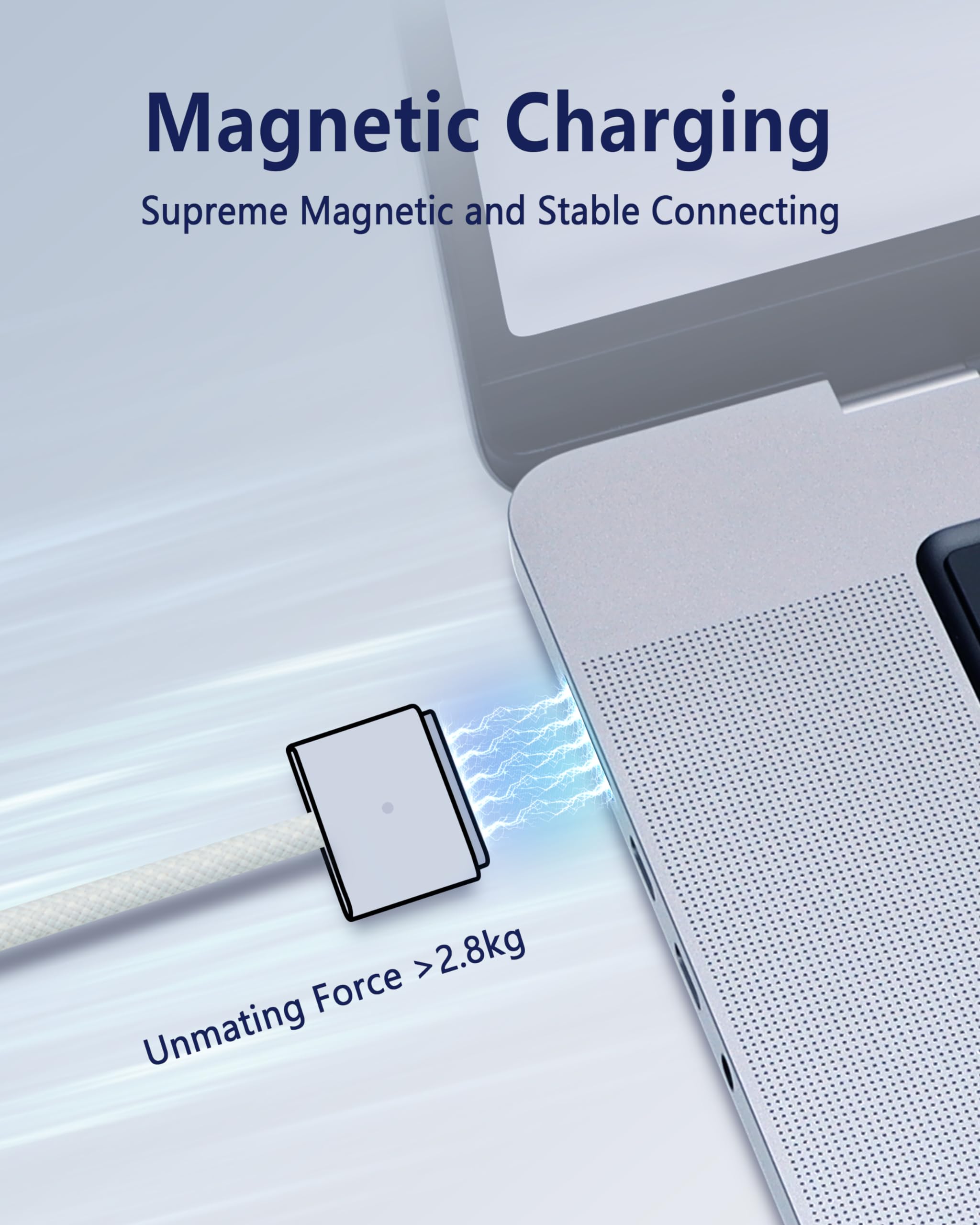 Derlulu Usb C To Magnetic 3 Fast Charge Cable (2 M/6.6 Ft), Usb C Cable Compatible With Macbook Air (15/13 Inch M3 2024, 15 Inch