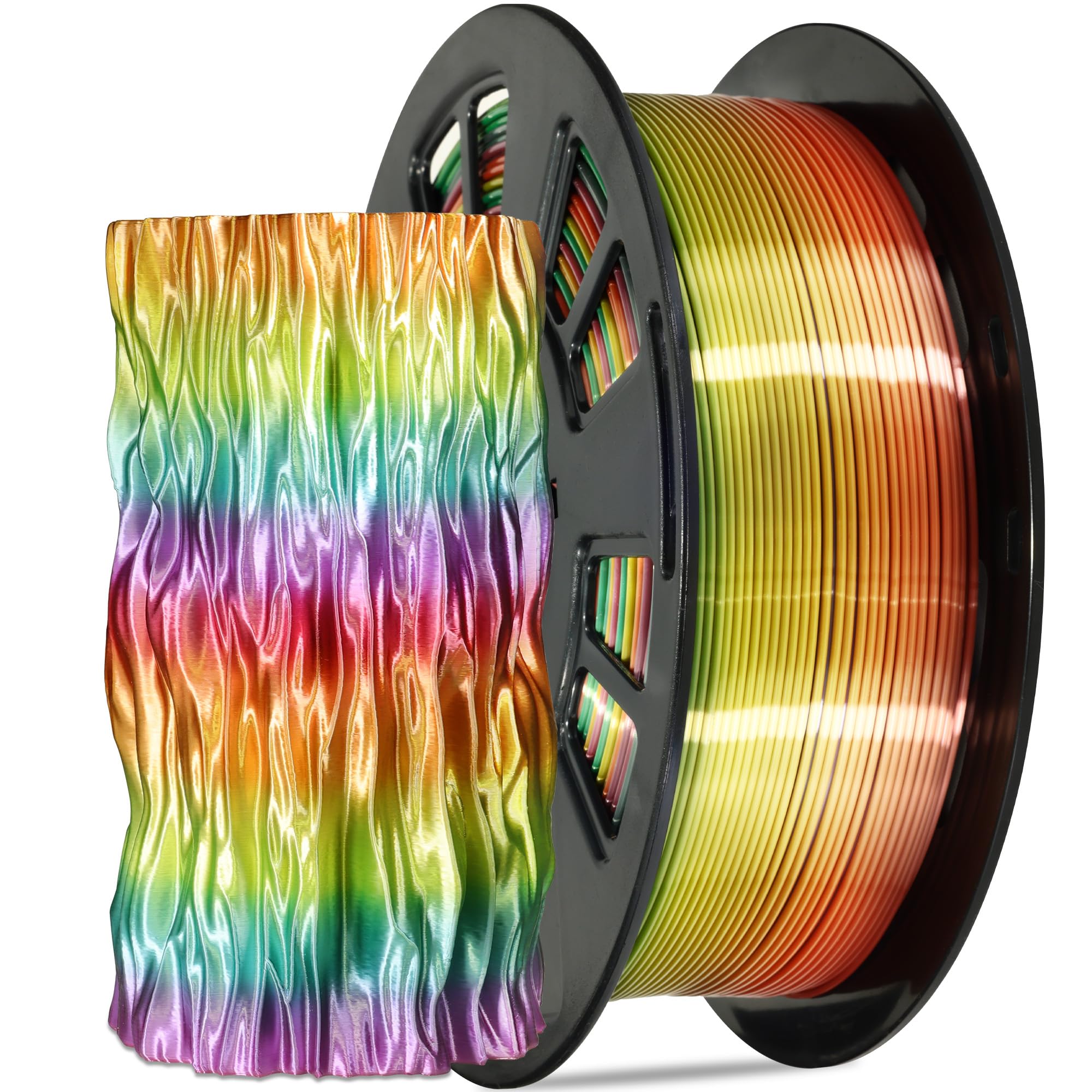 Do3D Silk Multicolored Rainbow Pla 3D Printer Filament, 1.75Mm Pla Fast Color Change 3D Printing Material, 1Kg Spool (2.2Lbs),Fo