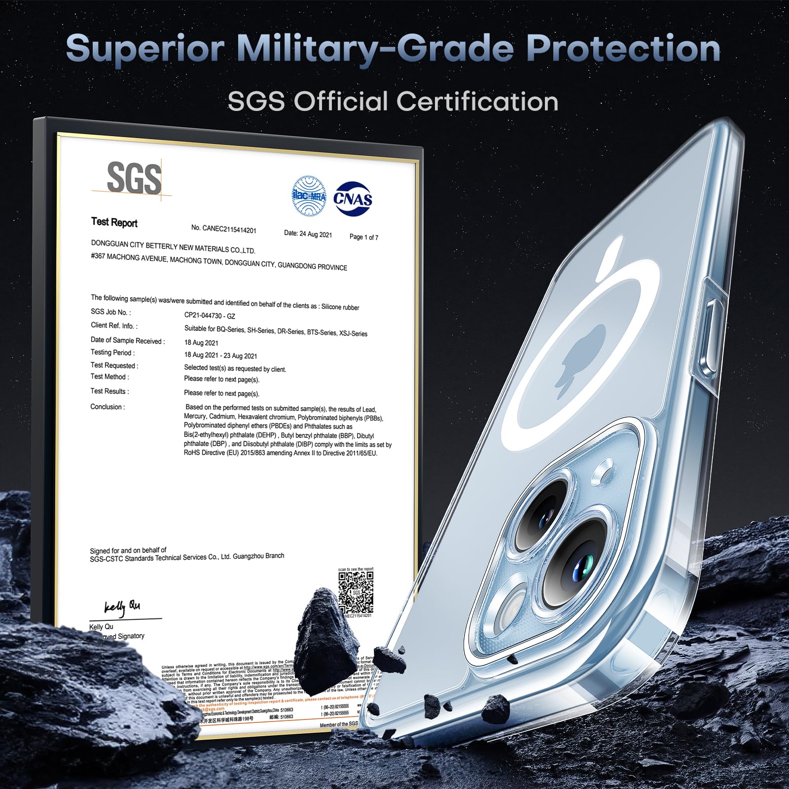 Tocol Magnetic For Iphone 15 Plus Case Clear, [Non Yellowing] [Full Camera Protection] [Compatible With Magsafe] [15Ft Military