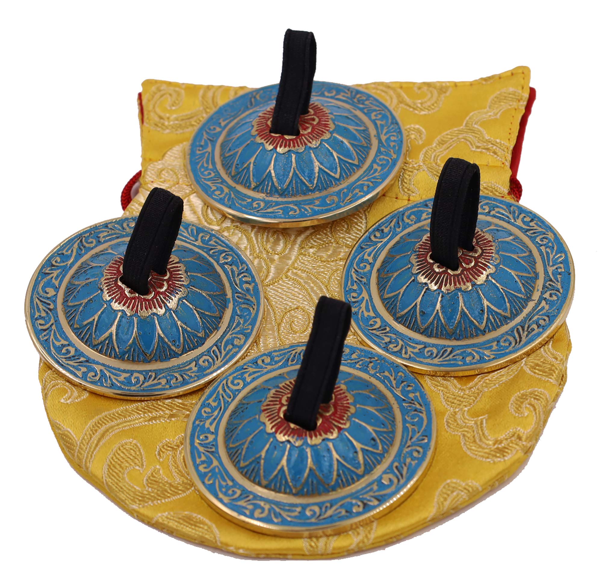 2 Pairs Pro Brass Fingers Cymbal Zills Belly Dancing Free Silk Pouch (Turquoise)