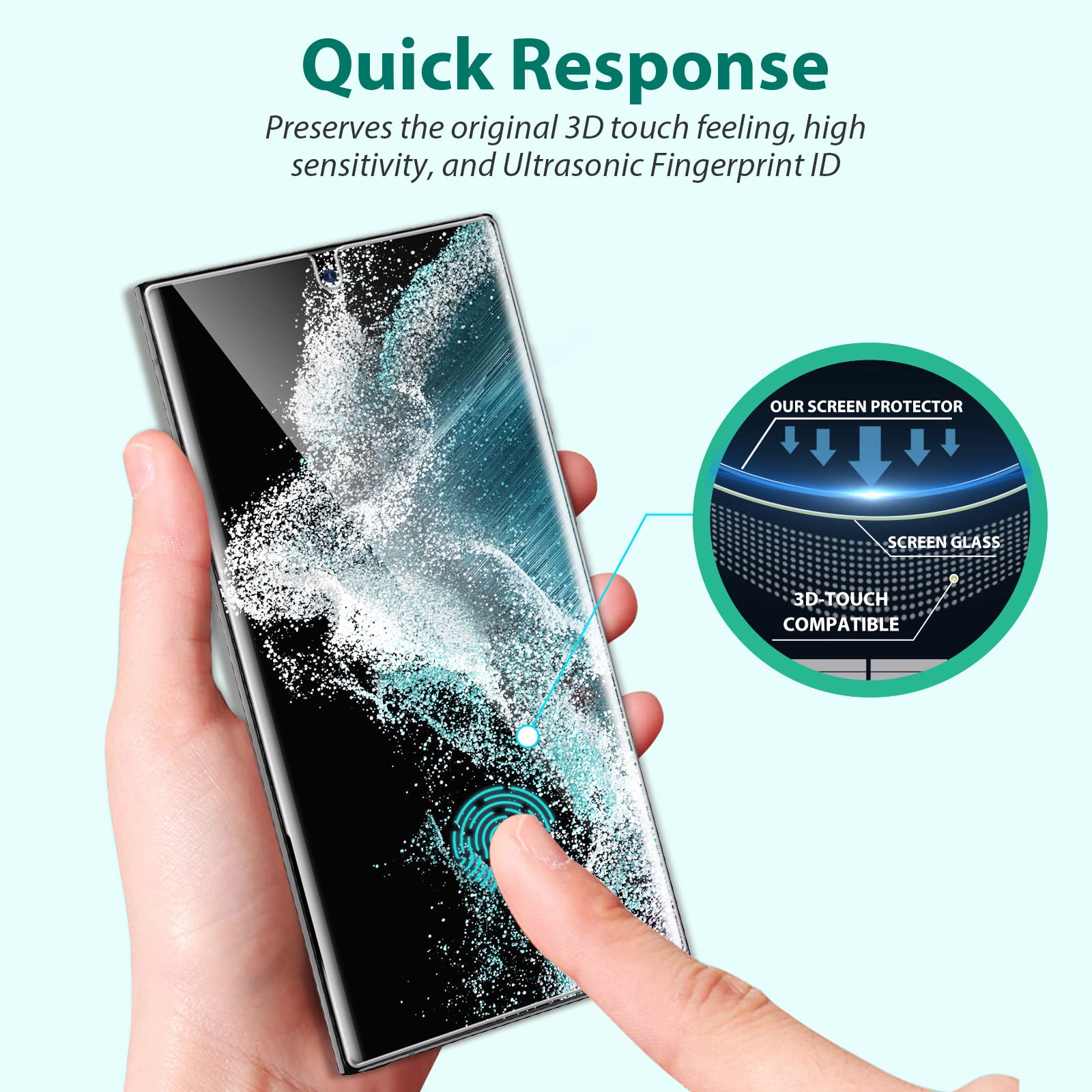 Egv [3 Pack] Screen Protector For Samsung Galaxy S22 Ultra 5G, 3D Curved Full Coverage Soft Tpu Film [Support Fingerprint Reader