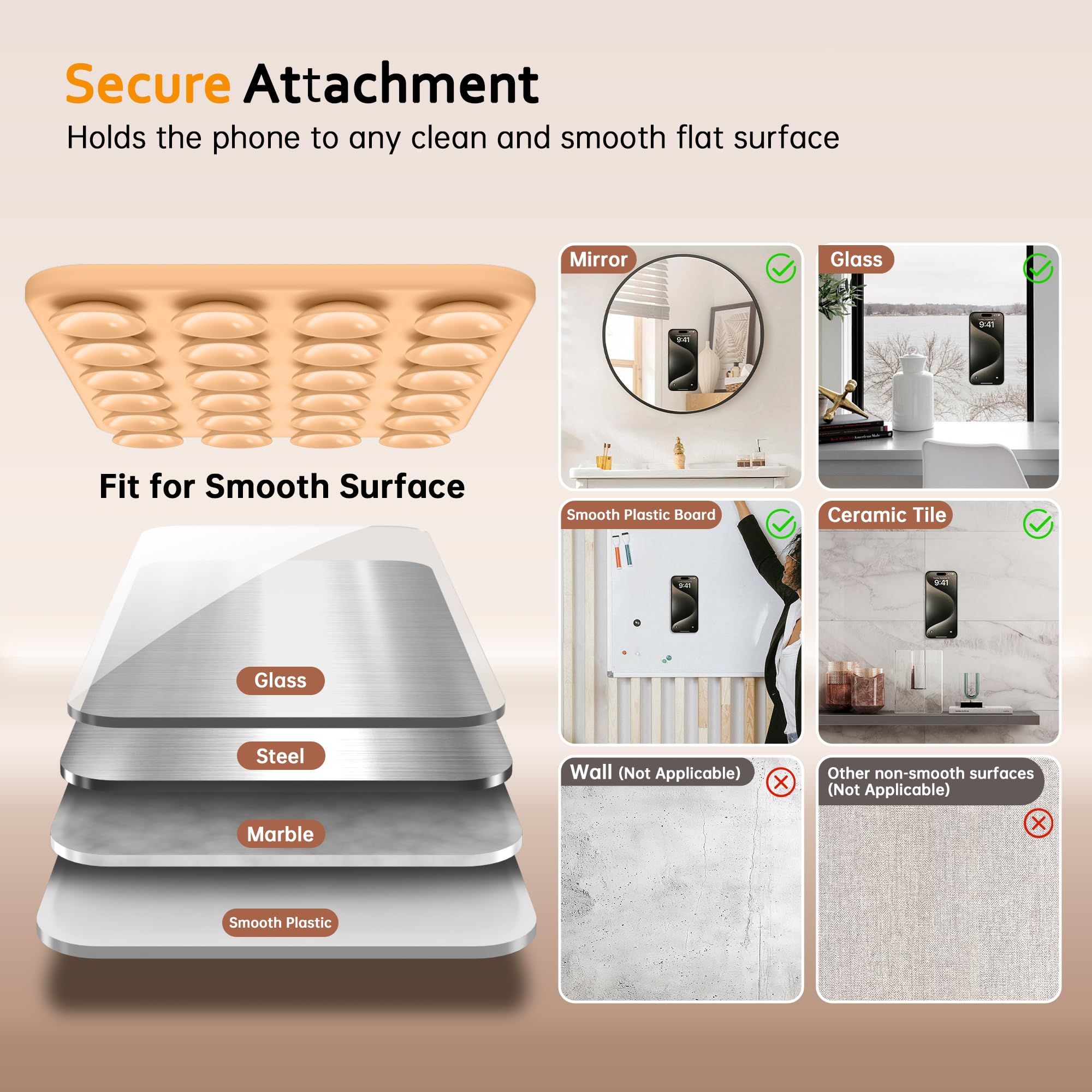 Suydanbox Magnetic Suction Cup Phone Mount, Anti-Slip Hands-Free Silicone Phone Holder,Compatible With Magsafe Phone Case For Ip