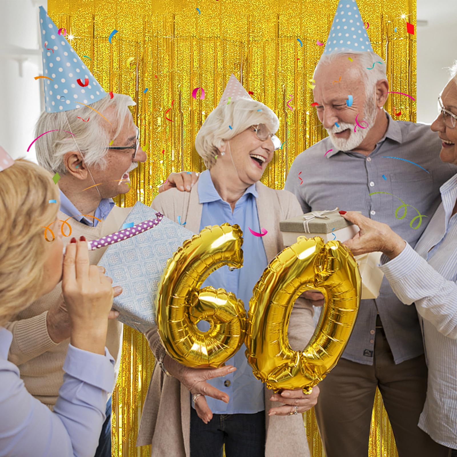 Tinsel Curtain Party Backdrop Gold Birthday Decorations 5 Packs Glitter Foil Fringe Decor Streamers Photo Booth For Christmas We