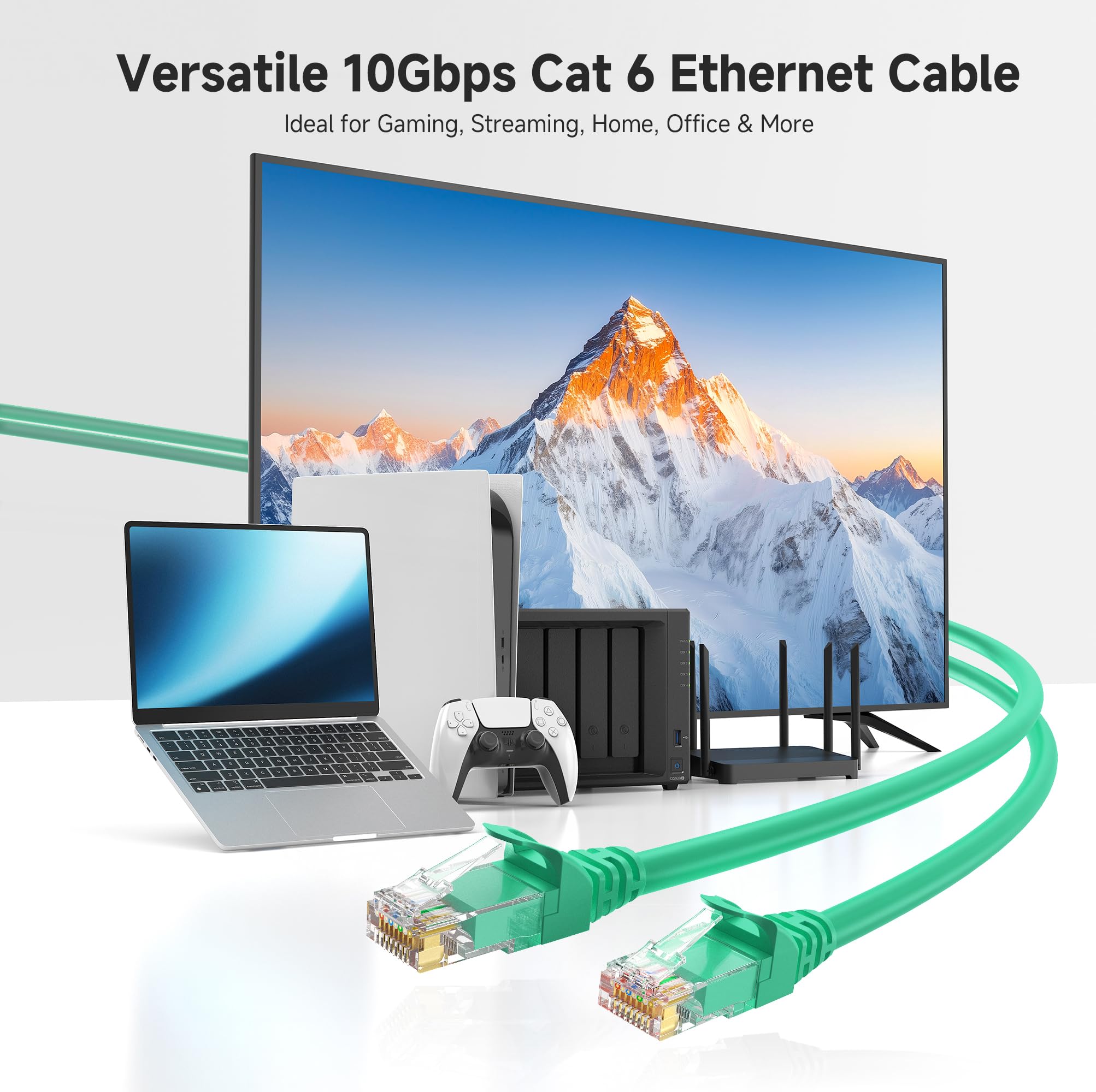 Cable Matters 10Gbps Snagless Cat 6 Ethernet Cable   30Ft, Cat 6 Cable, Cat6 Cord, Ethernet Cord, Green