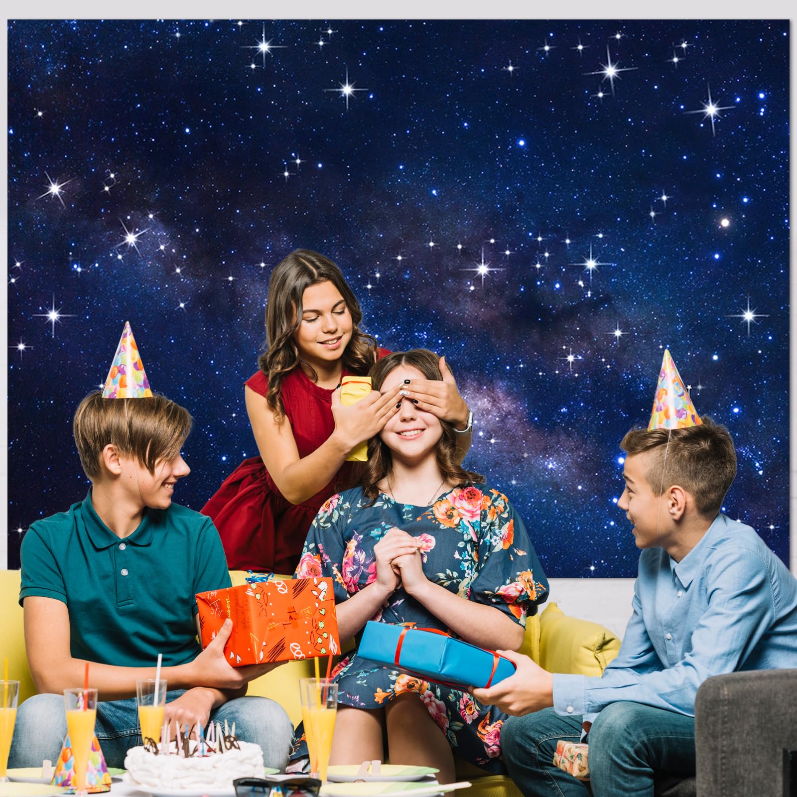 Avezano Starry Night Sky Backdrop Outer Space Galaxy Birthday Background Universe Nebula Stars Theme Party Decorations For Boy K