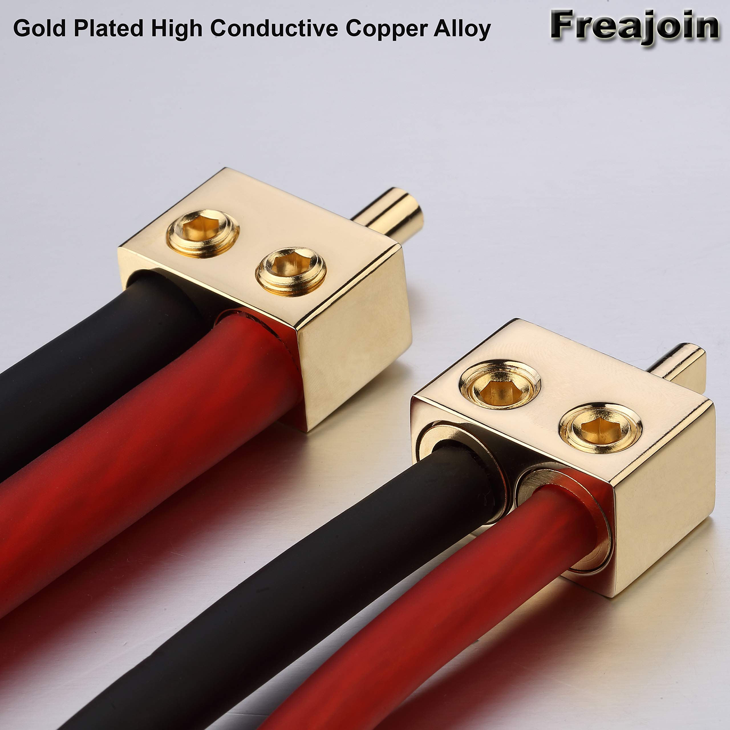 Freajoin Dual 0/2/4 Gauge To 0/2/4 Gauge Amp Input Reducers Copper Alloy Gold(1 Pair)