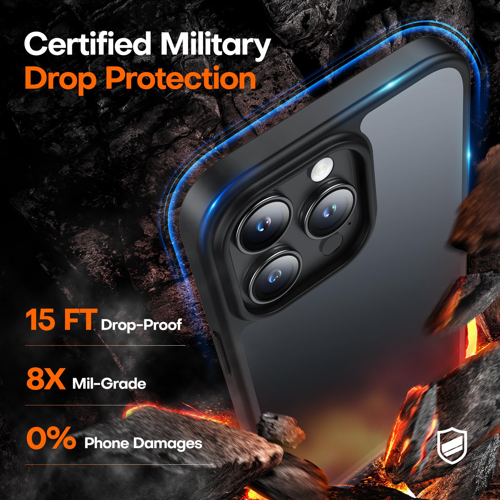 Tauri 5 In 1 For Iphone 15 Pro Max Case Magnetic Black, [Military Grade Drop Protection] Slim Shockproof Phone Lanyard Case 6.7