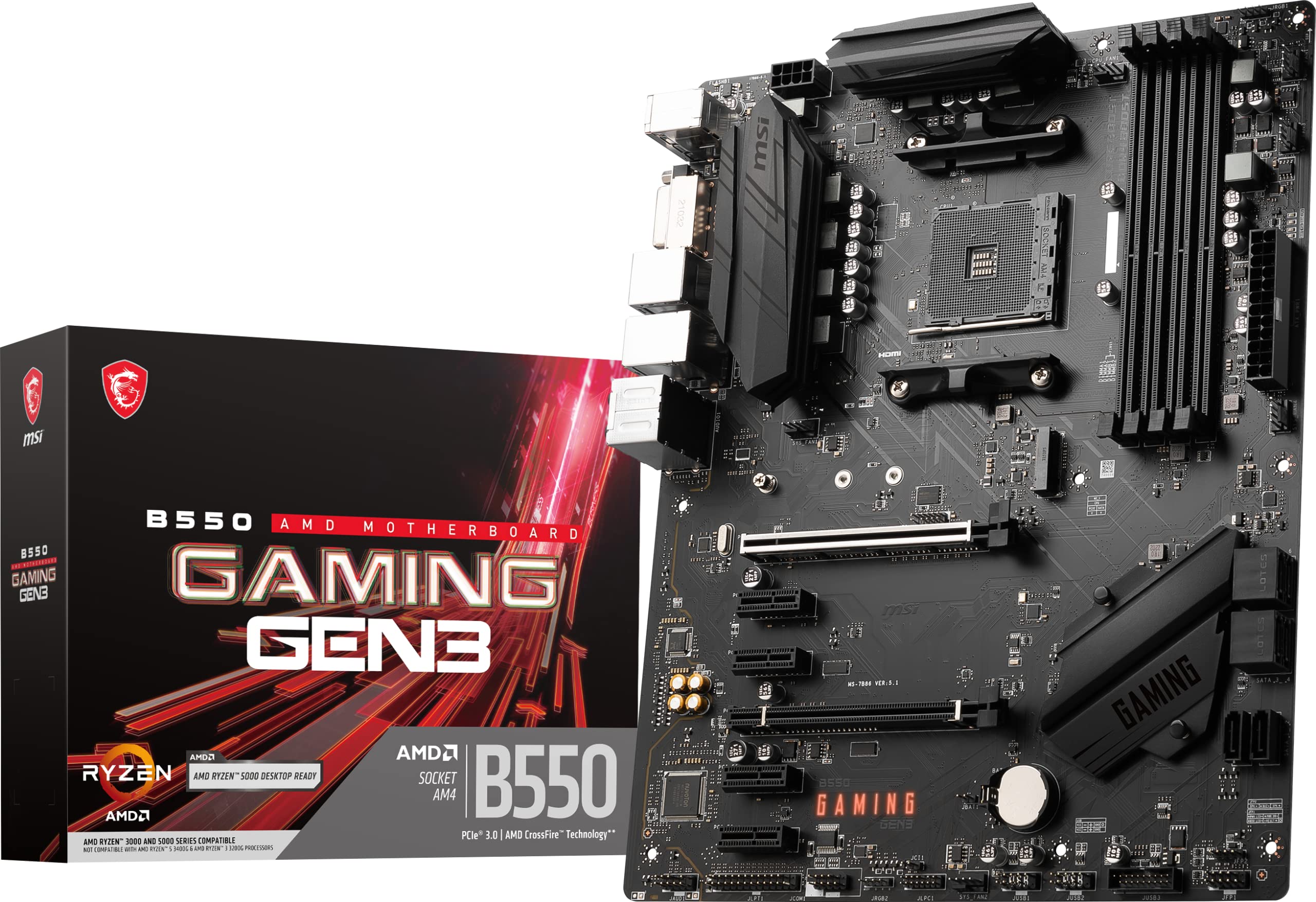 Msi B550 Gaming Gen3 Gaming Motherboard (Amd Am4, Ddr4, Pcie 3.0, Sata 6Gb/S, M.2, Usb 3.2 Gen 1, Hdmi, Atx, Amd Ryzen 5000/4000