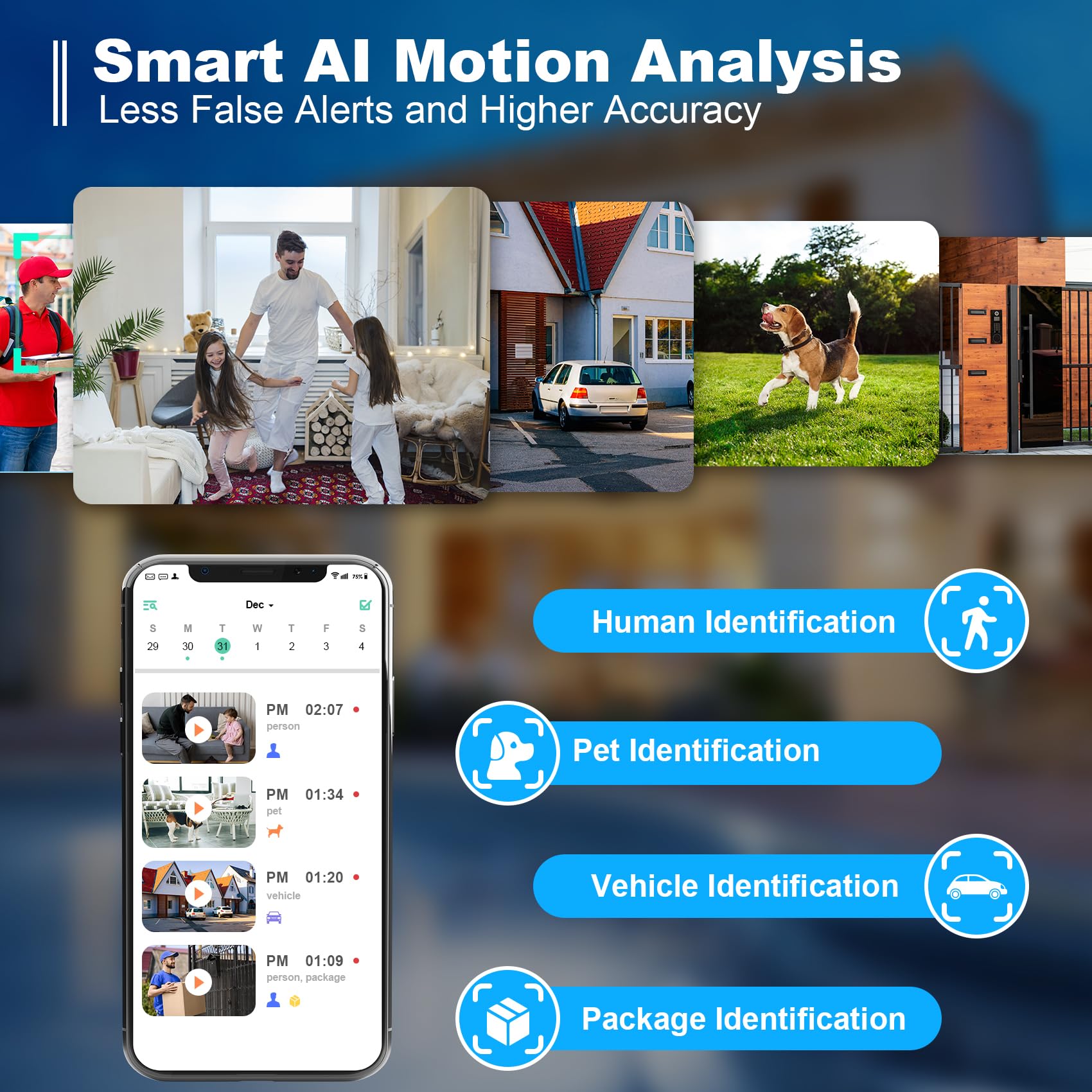 Security Cameras Wireless Outdoor, 2K Battery Powered Wifi Cameras For Home Security With Ai Motion Detection, Color Night Visio