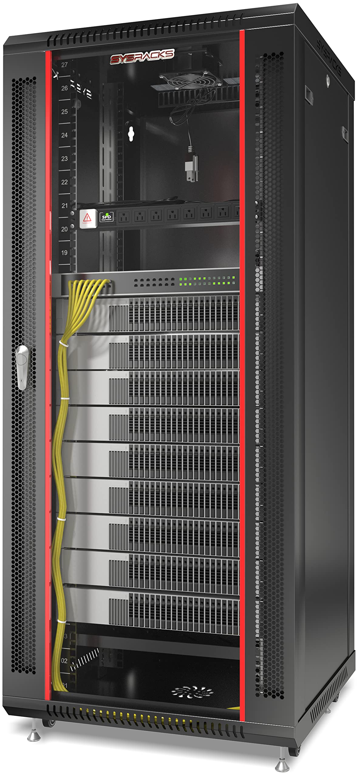 Server Rack   27U Wall Cabinet   Wall Mount Rack Enclosure With Fans   Audio Rack   Network Rack   24 Inch Depth Av Cabinet   With Casters   Pdu   Shelf   Locking Cabinet   Black (27U 24'X24'X51')