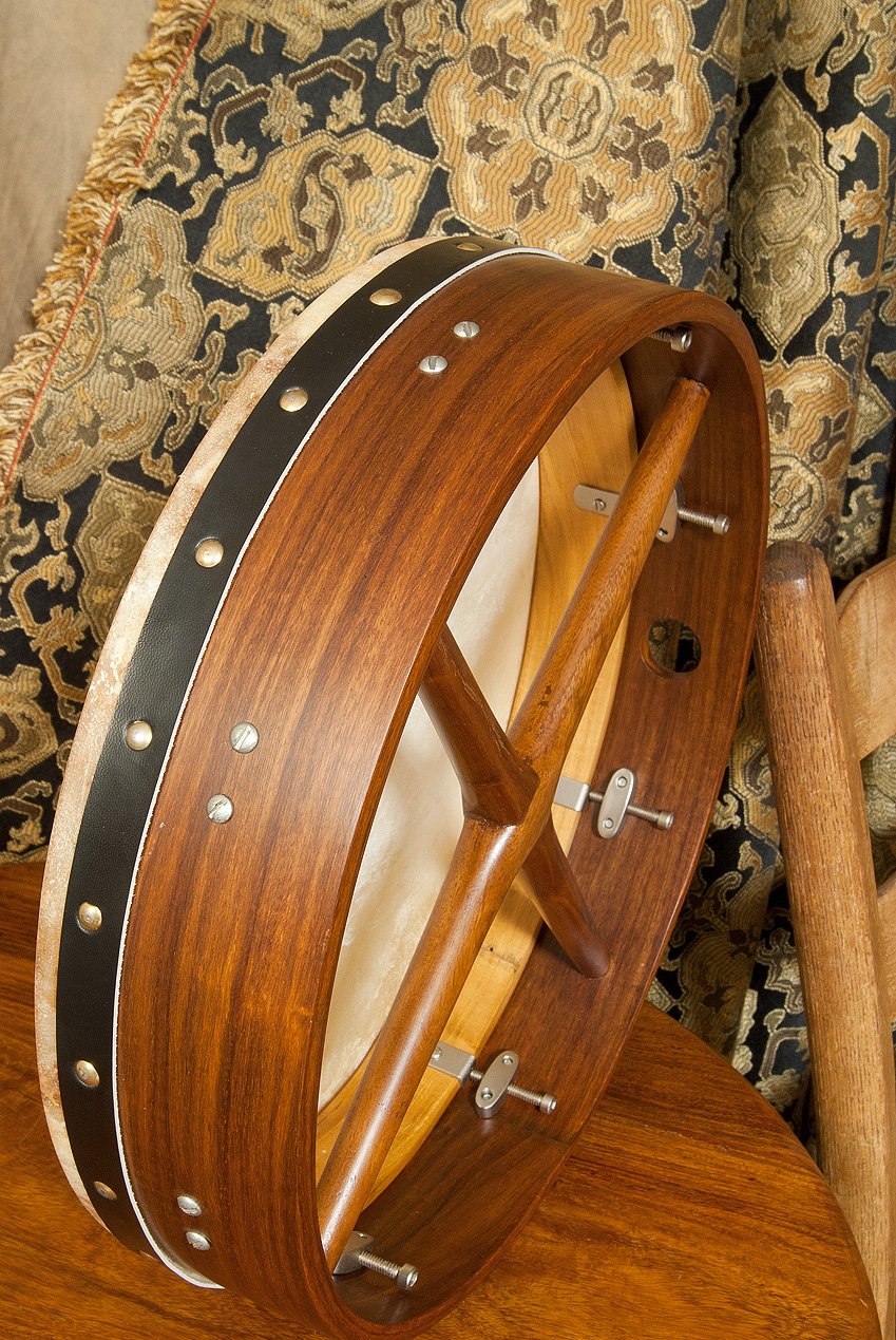 Roosebeck Tunable Sheesham Bodhran, Rosewood, Cross Bar 14 Inches By 3.5 Inches