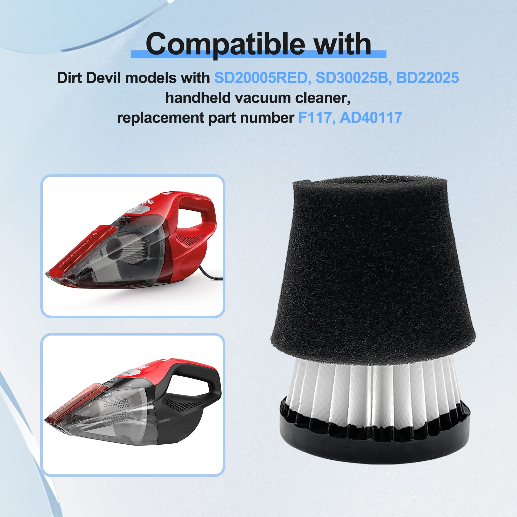 S Smilefil 3 Pack Handheld Vacuum Cleaner Filter Compatible With Dirt Devil Scorpion Handheld Vacuum Cleaner Style F117, Compare