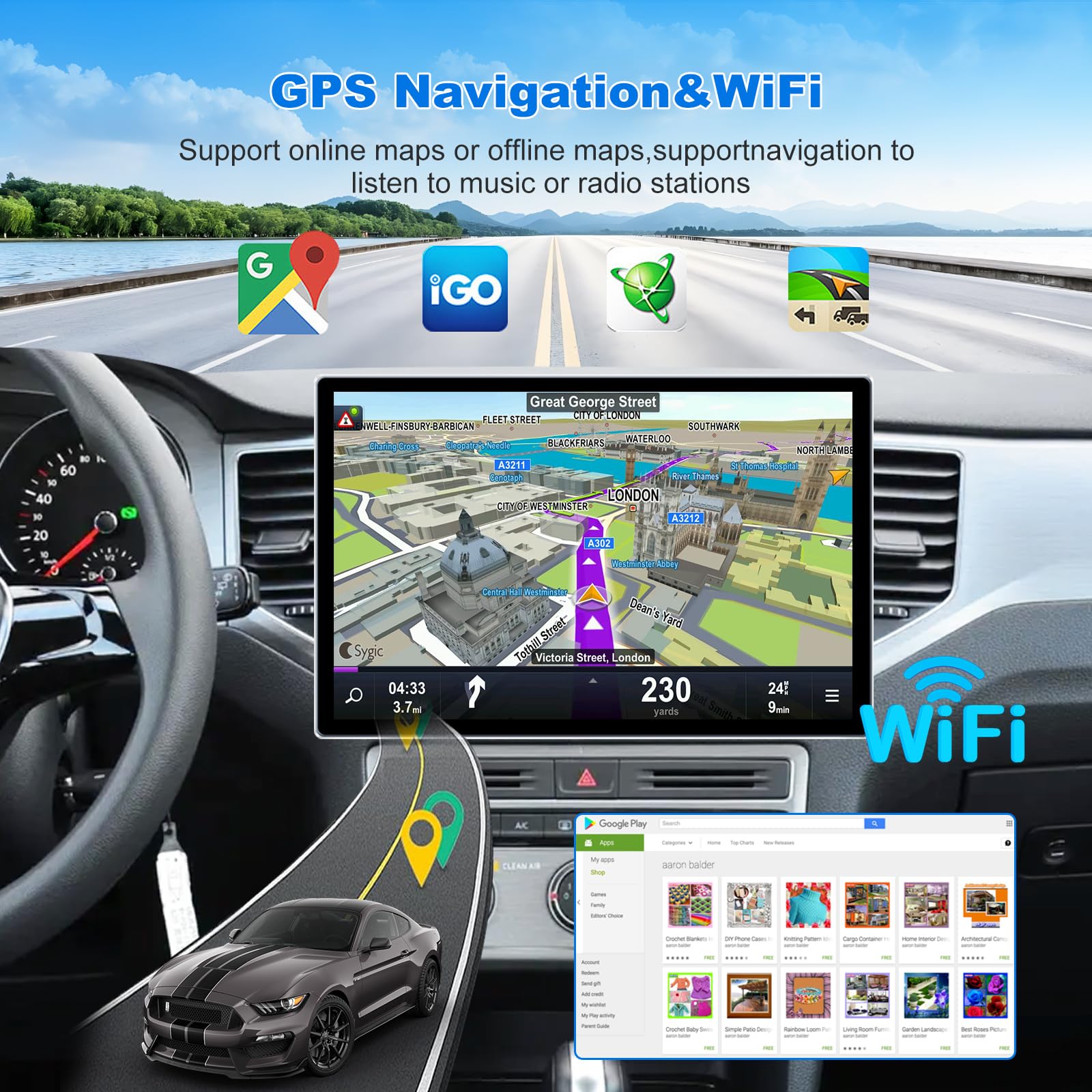 Jmance 4+64Gb 13 Inch Double Din Touch Screen Android Car Stereo With Front And Rear Camera Octa Core Android 11 Qled Bluetooth