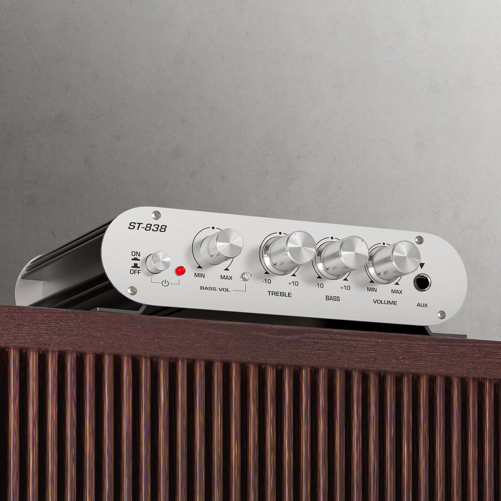 Facmogu St 838 2.1 Channel Hifi Stereo Subwoofer Amplifier, Rms 20Wx2+40W Mini Digital Audio Power Amplifier For Home Speakers, 80W Subwoofer Amplifier Audio Stereo Bass Amp With Power Supply   Black