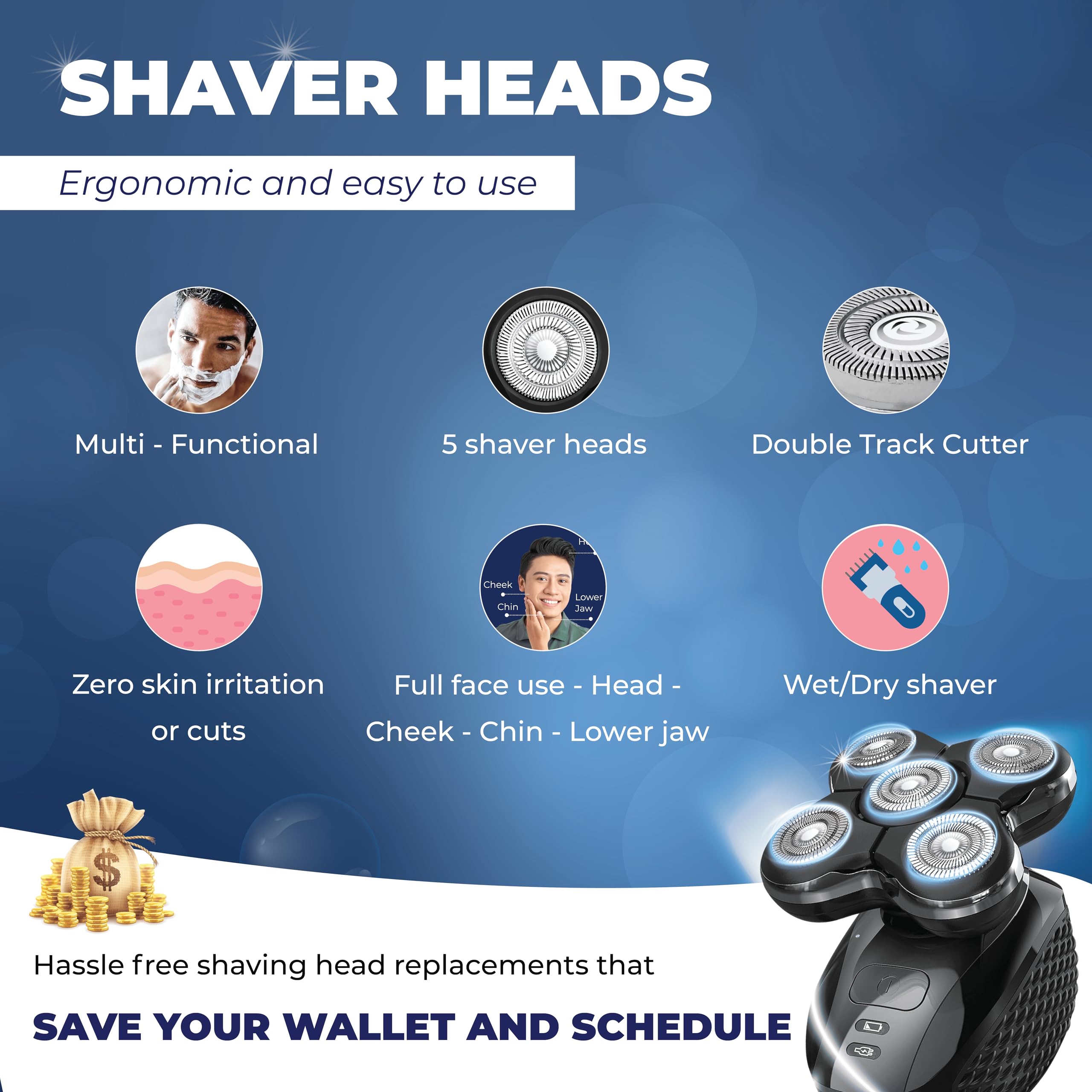 3 Pack Pro Head Shaver Replacement Blades Compatible With Remington Balder Pro Head Shaver Model Xr7000, Precision Electric Shav