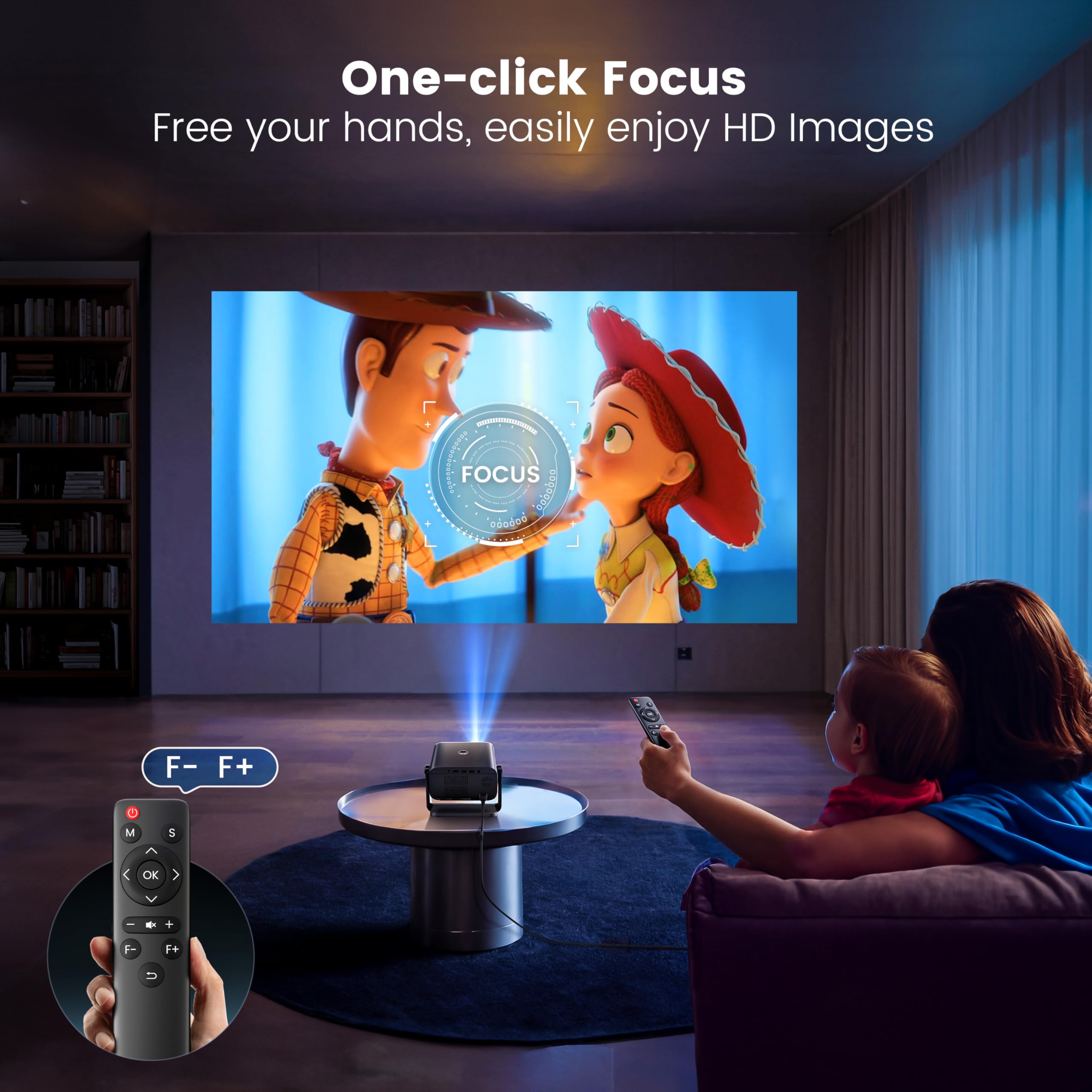 [Electric Focus & Auto Keystone] Mini Projector With Wifi Bluetooth, Putrims Portable 1080P Support Movie Projector 145 Rotatabl