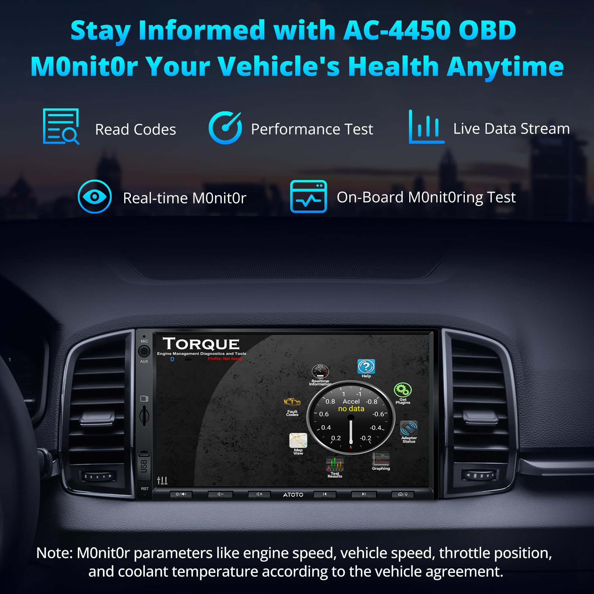 A5L Android Double Din Car Stereo With Obd Ii, Atotoexcel 7 Inch 1280 X720 Ips Touchscreen Double Din Radio, 2G+32G, Wireless Ca