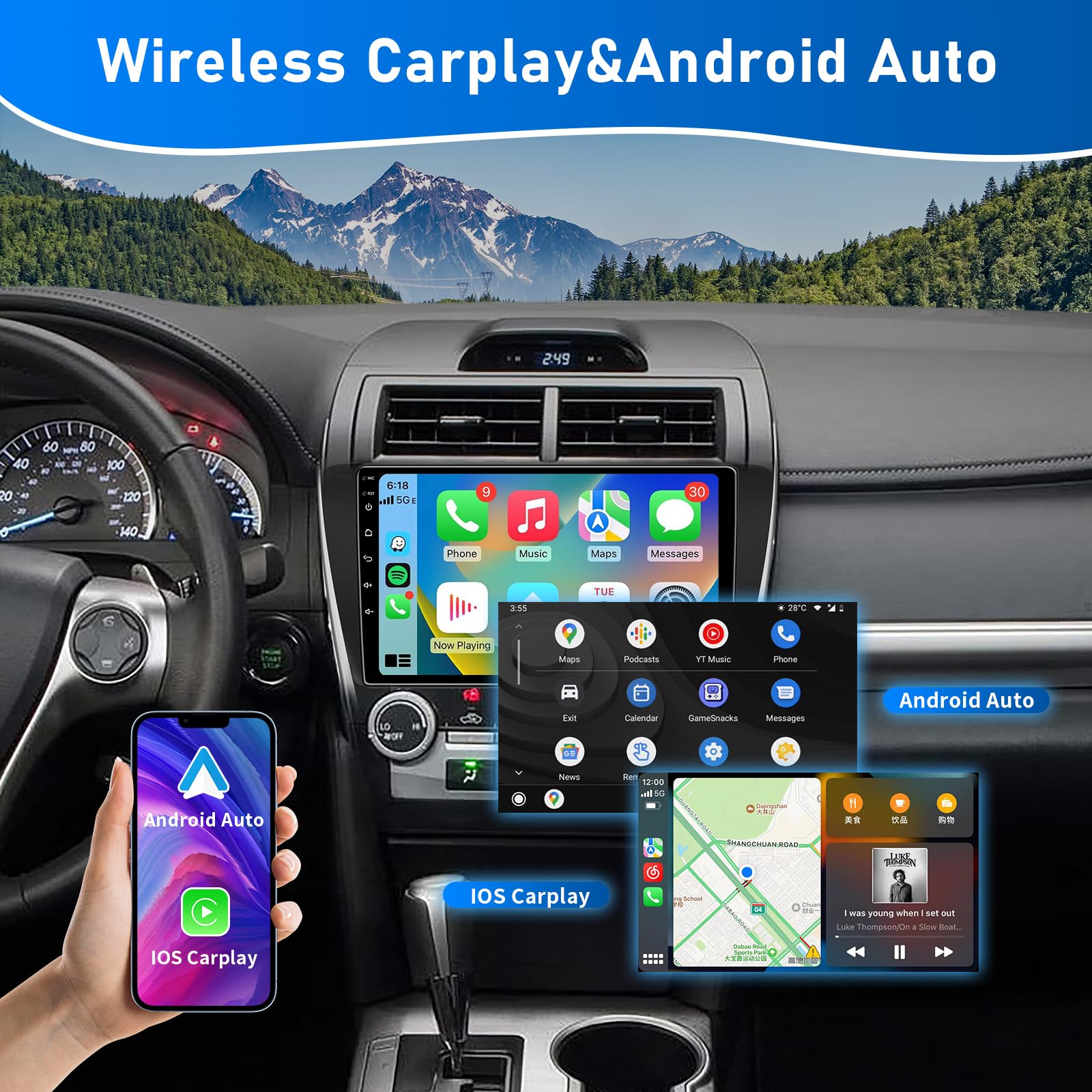 Android 13 4Gb+32Gbcar Stereo Radio For Toyota Camry 2012 2014, 10.2 Inch Ips Hd Touch Screen Camryradio Head Unit With Wireless