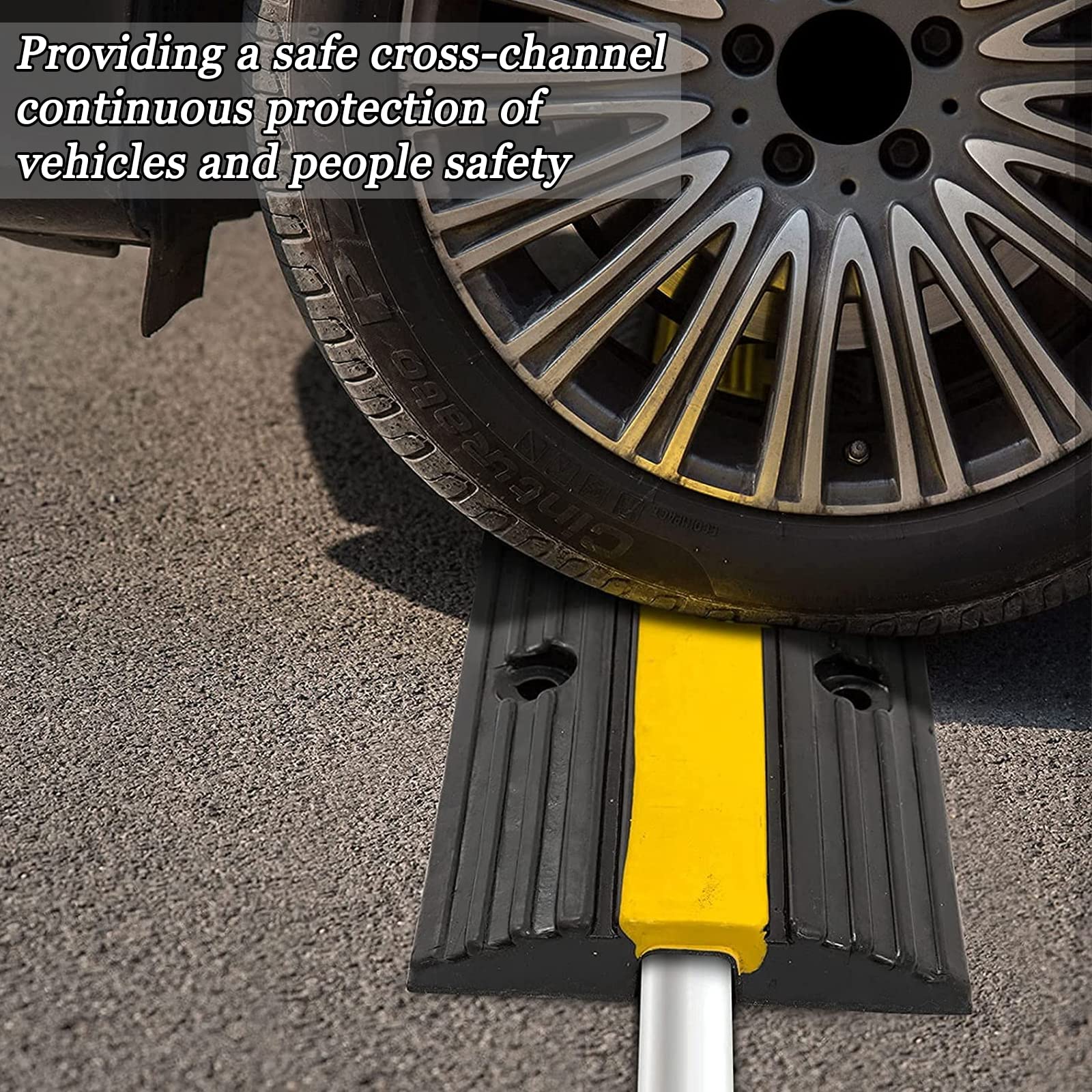 Cxrcy Cable Protector Ramp 4 Pack Of 1 Channel Rubber Hose Ramp, 22046Lbs Capacity Heavy Duty Speed Bumps Hose Cord Protector Ra