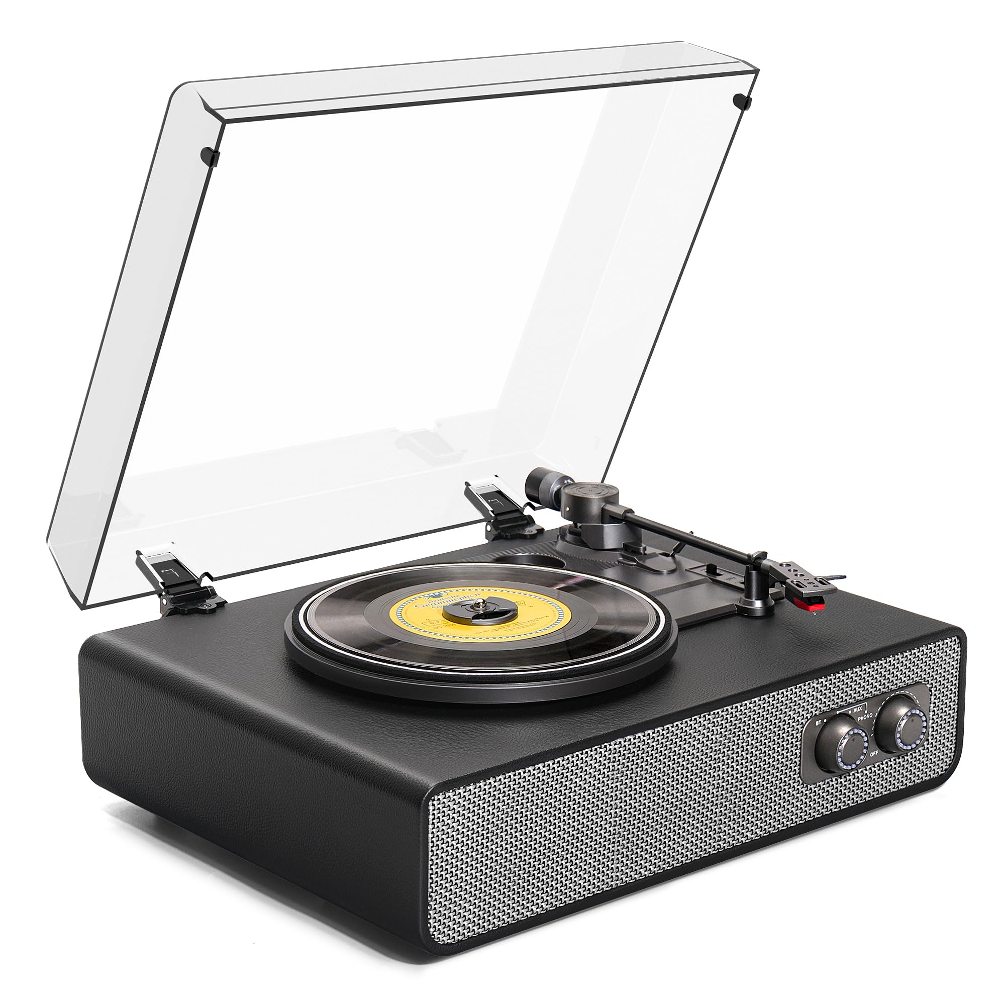 Vinyl Record Player Bluetooth Vintage Turntable With Built In Upgraded Speakers, Adjustable Counterweight, Independent Cavity De