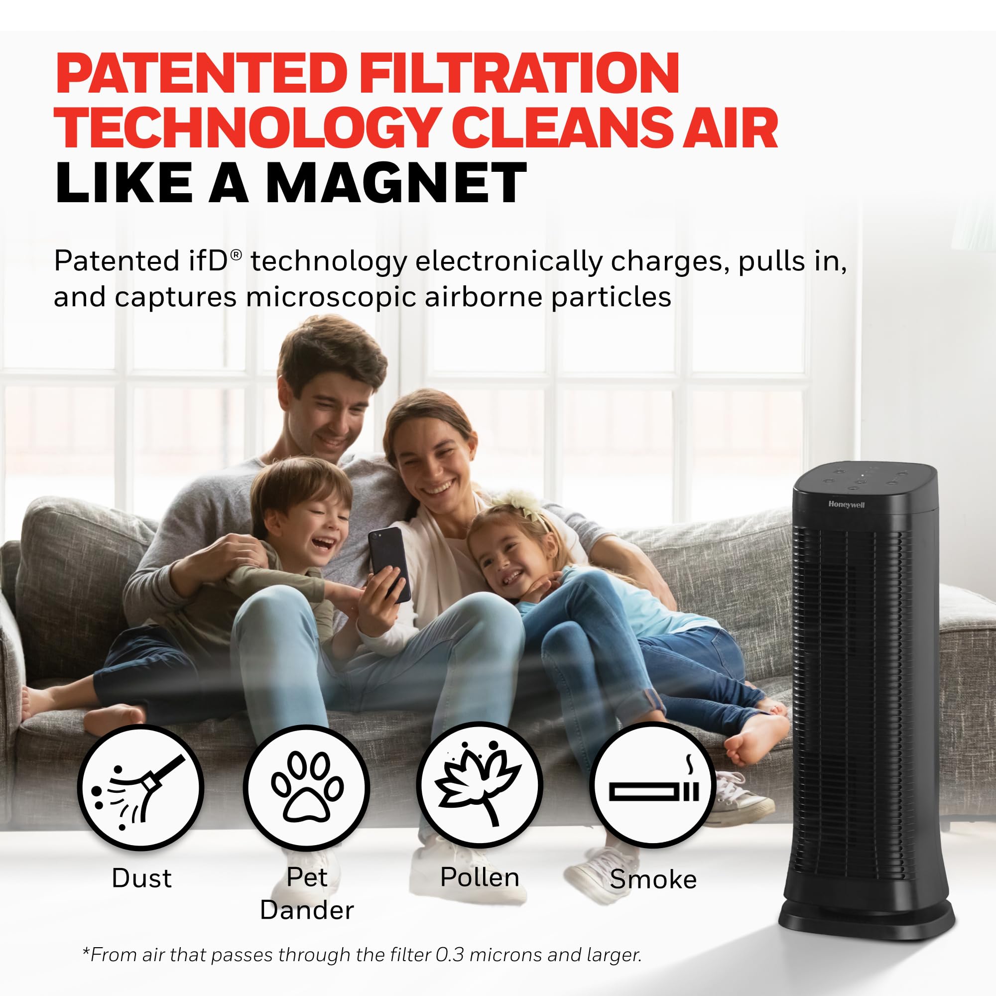 Honeywell Air Genius 5 Air Purifier For Large Rooms Up To 1200 Ft, Permanent Washable Filters, Reduces Dust, Pollen, Pet Dander,