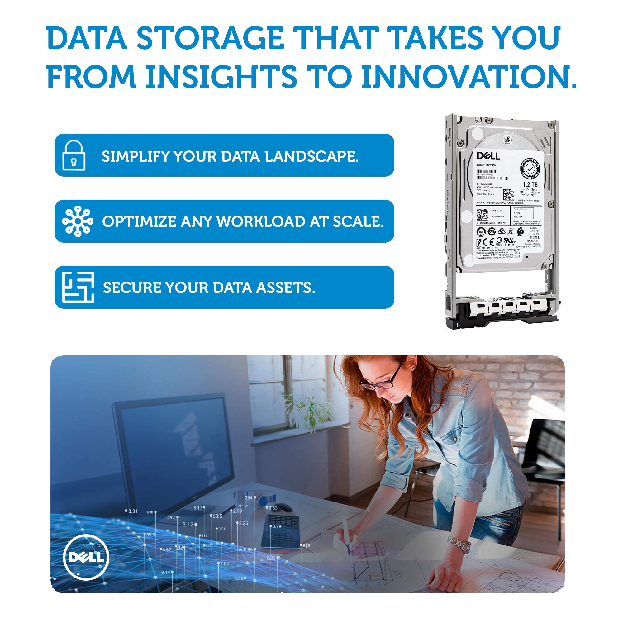 Dell 400 AJPD 1.2TB 10K SAS 12G 2.5� | 0G2G54 ST1200MM0099 Exos 10E2400 | PowerEdge HDD Enterprise Hard Drive in 13G Tray Bundle with Compatily Screwdriver Compatible with 463 7475 89D42 R730 T310